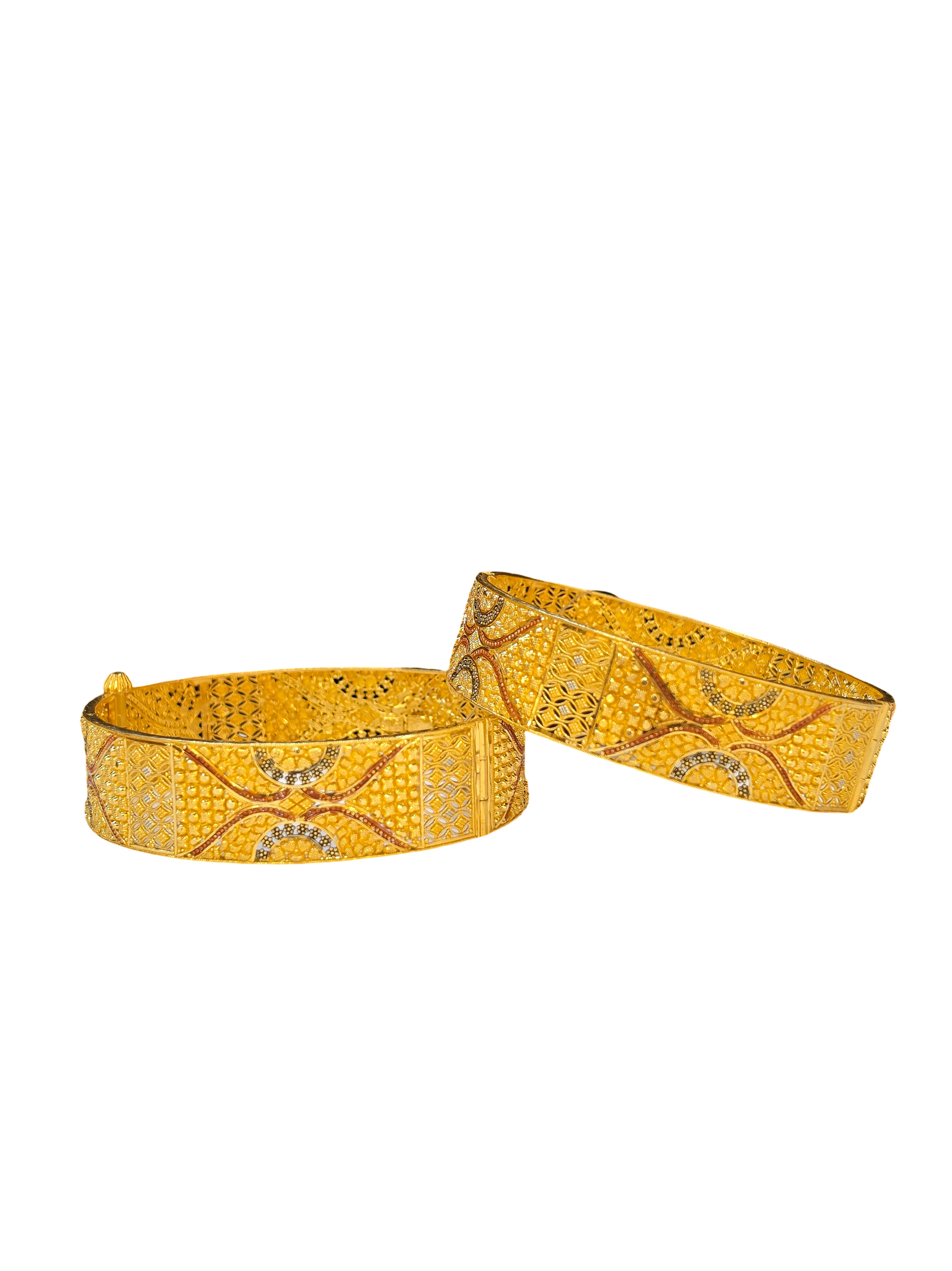 22K Gold Designer Ladies Screw Bangles