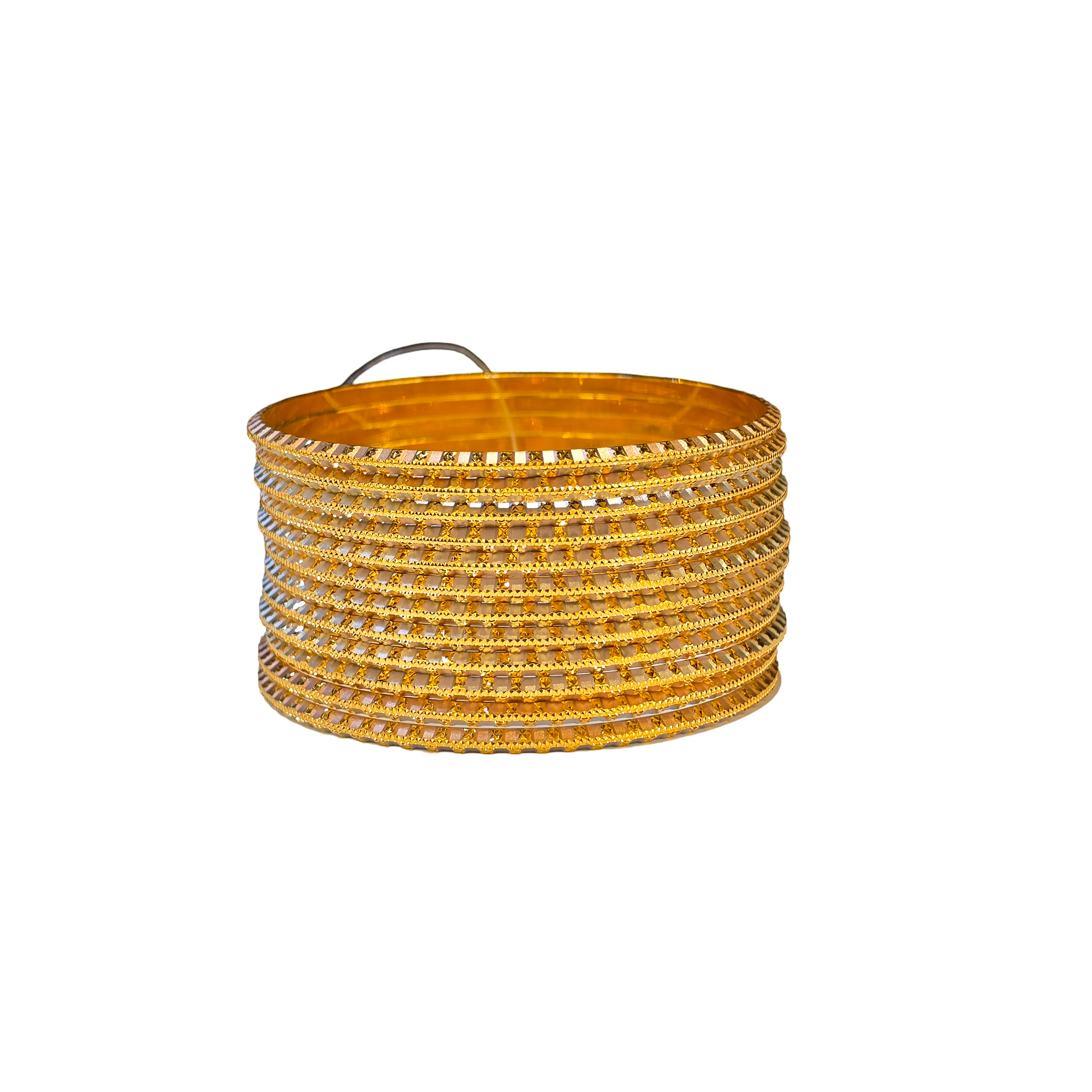 22K Gold Tri-tone 12 Pieces Set Of Designer Ladies Bangles
