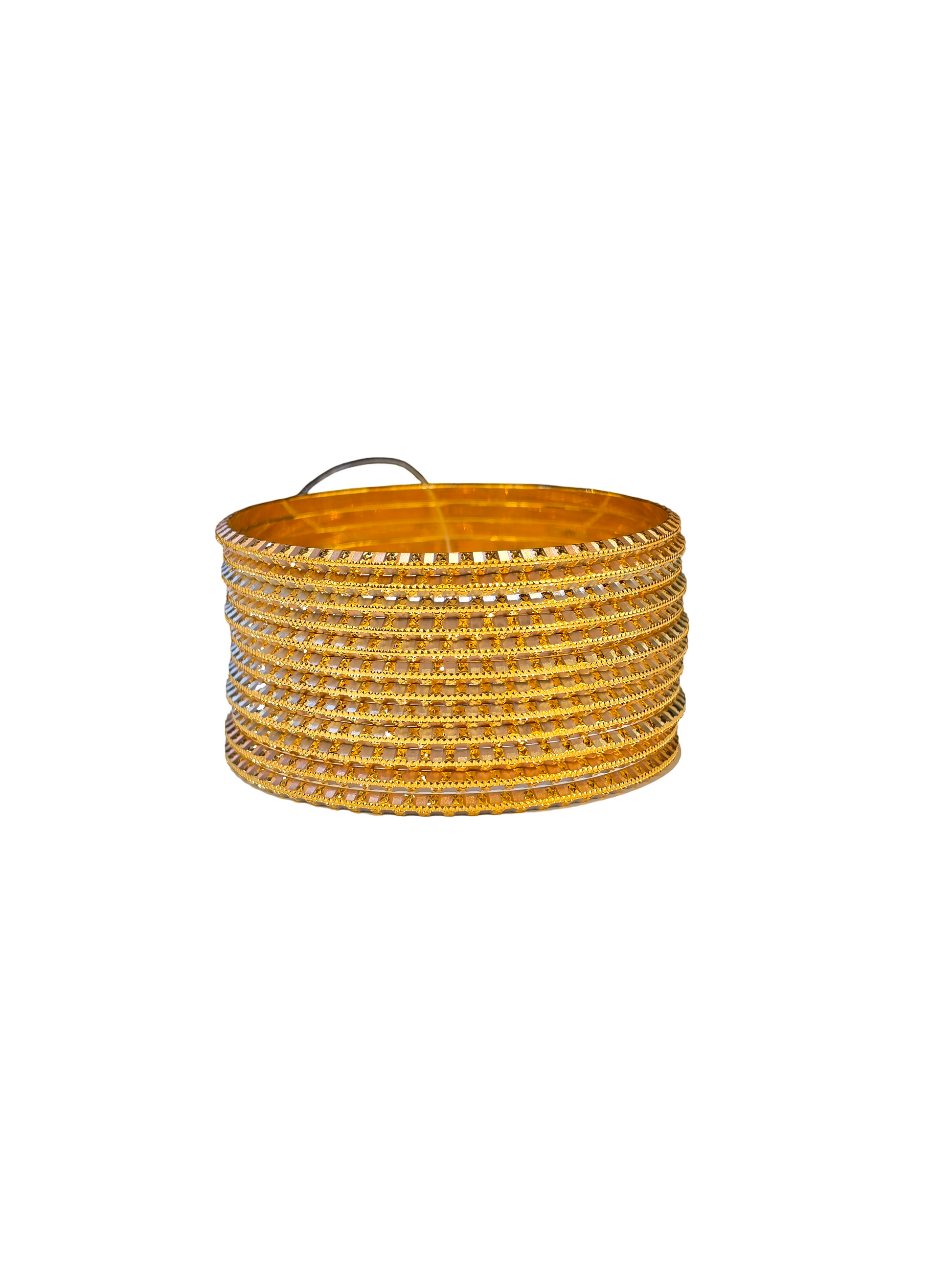 22K Gold Tri-tone 12 Pieces Set Of Designer Ladies Bangles