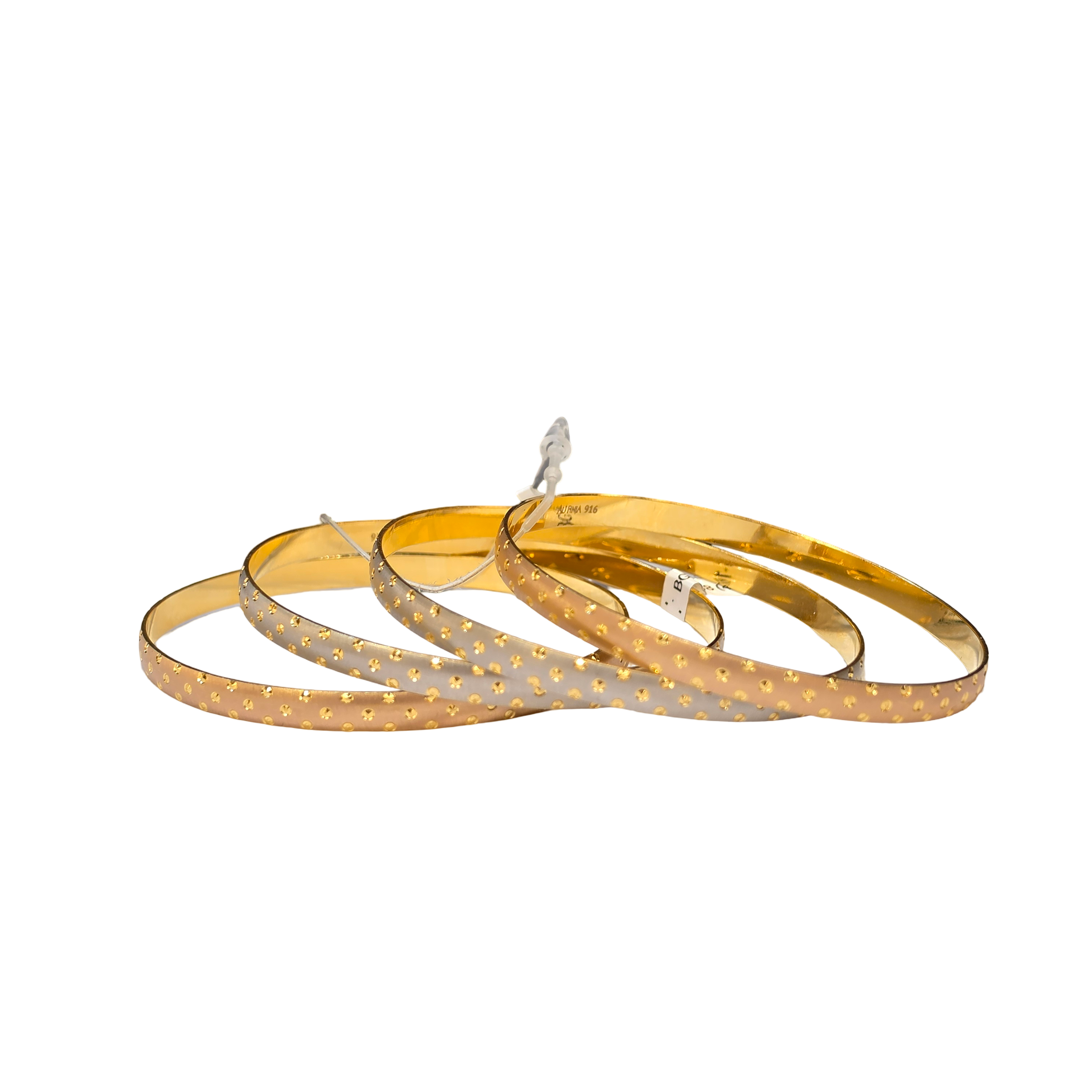 22K Gold Two-tone 4 Pieces Set Of Designer Ladies Bangles