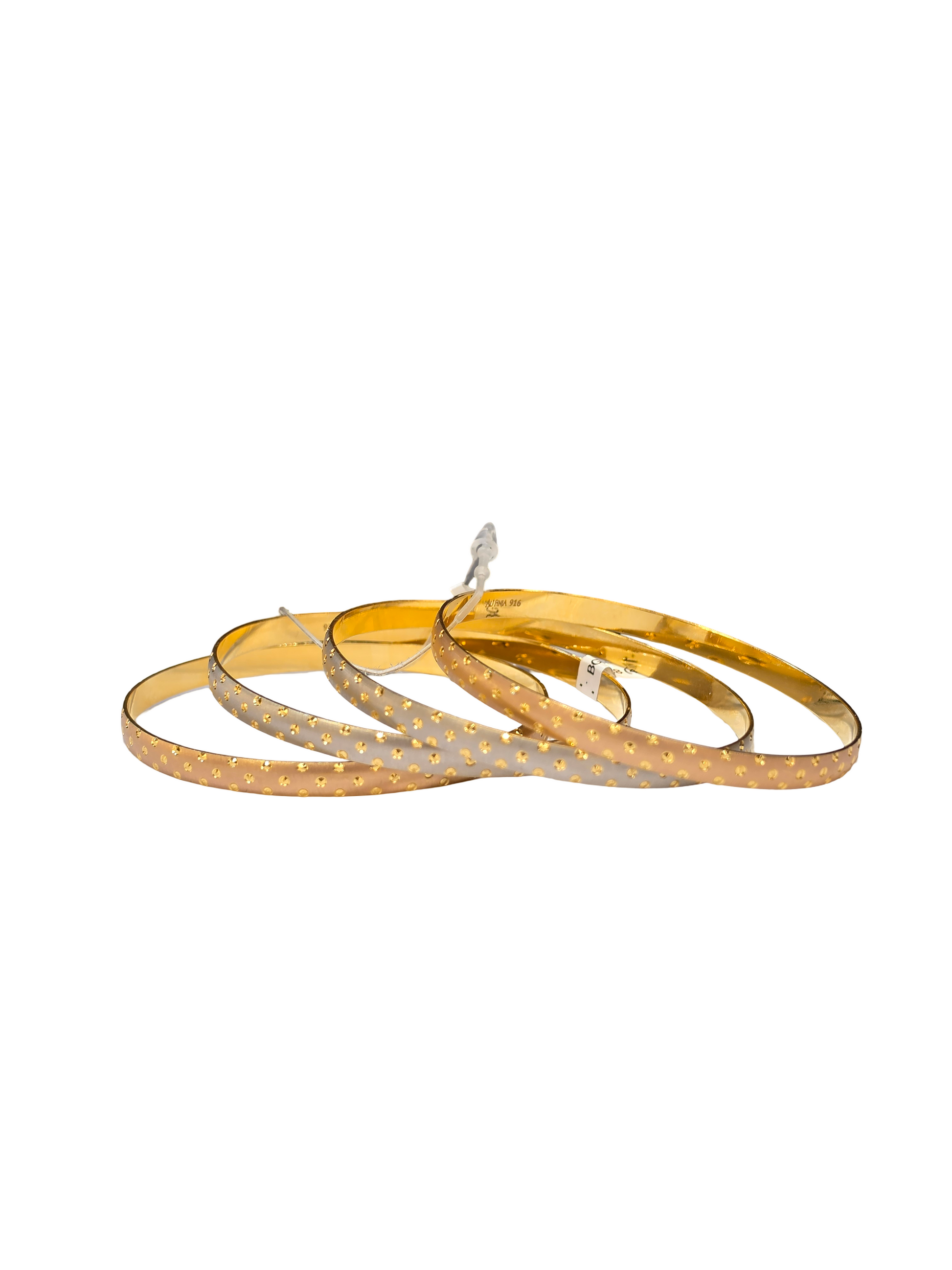 22K Gold Two-tone 4 Pieces Set Of Designer Ladies Bangles