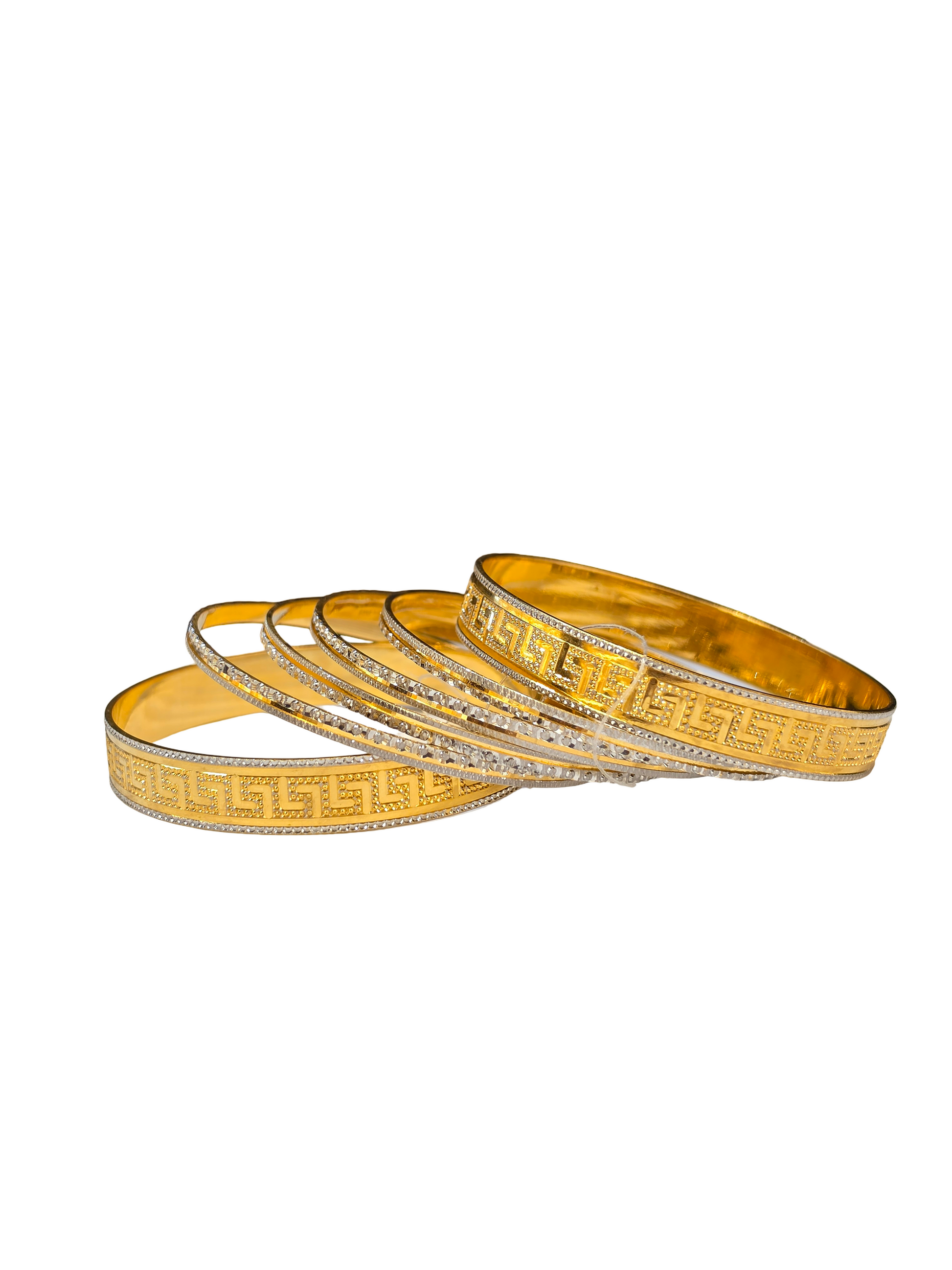 22K Gold Two-tone 6 Pieces Set Of Designer Ladies Bangles