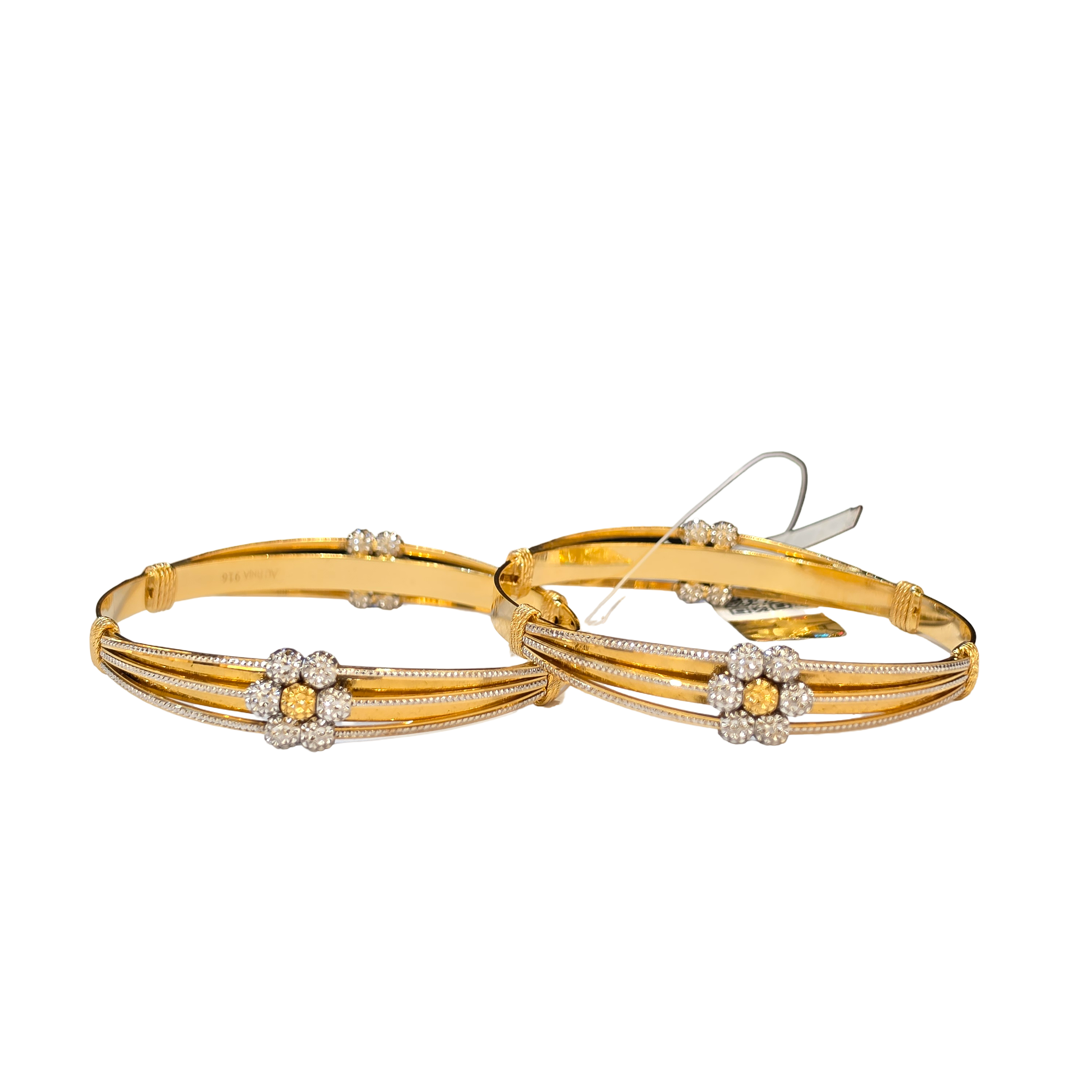 22K Gold Two-tone Designer Ladies Bangles