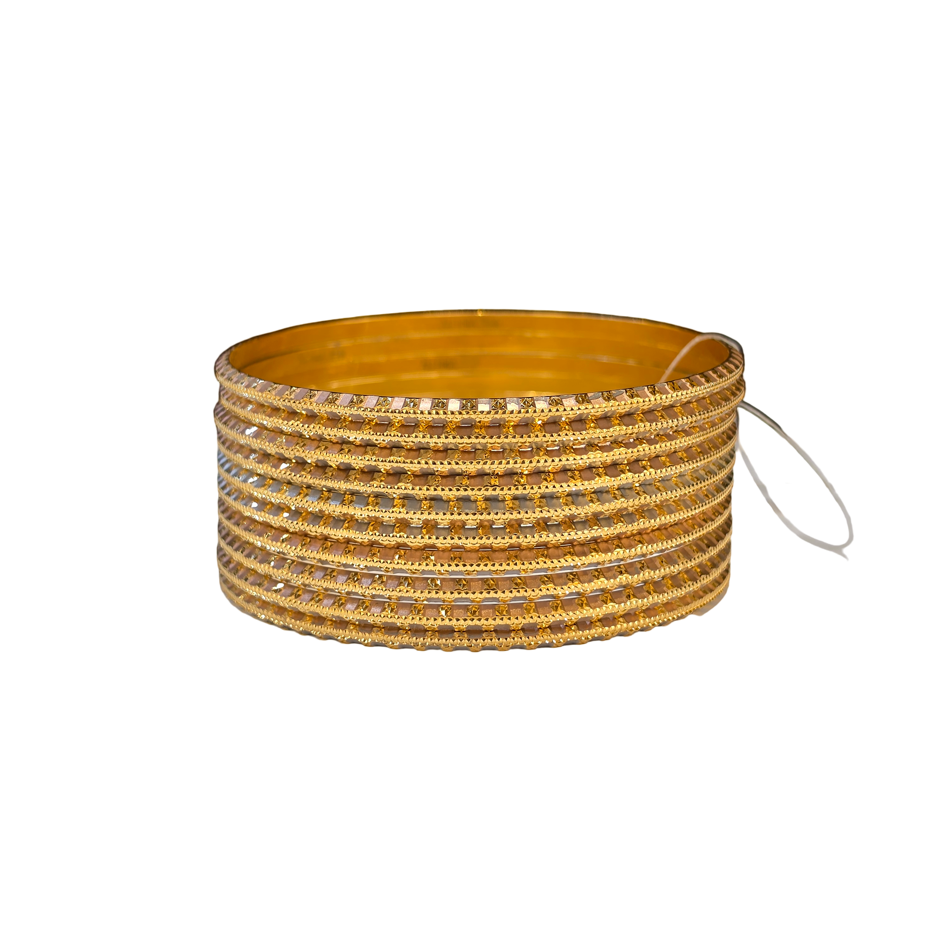 22K Gold Tri-tone Designer 10 Pieces Set Of Ladies Bangles