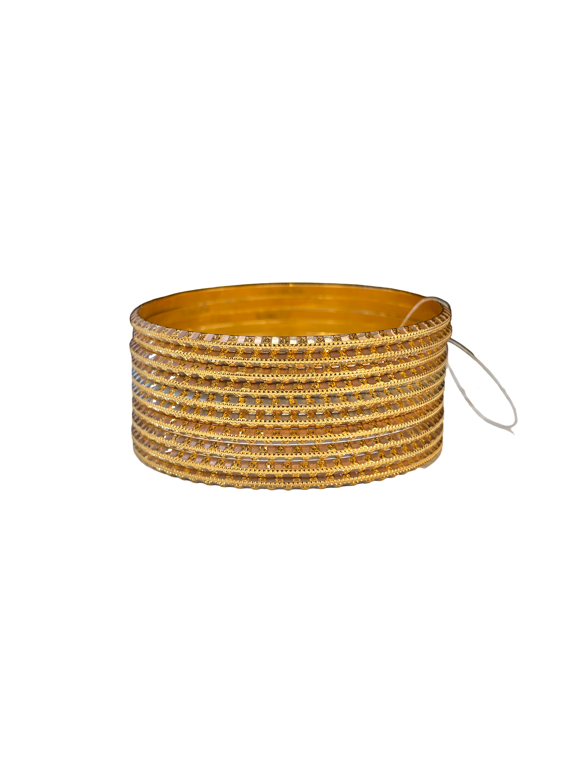 22K Gold Tri-tone Designer 10 Pieces Set Of Ladies Bangles