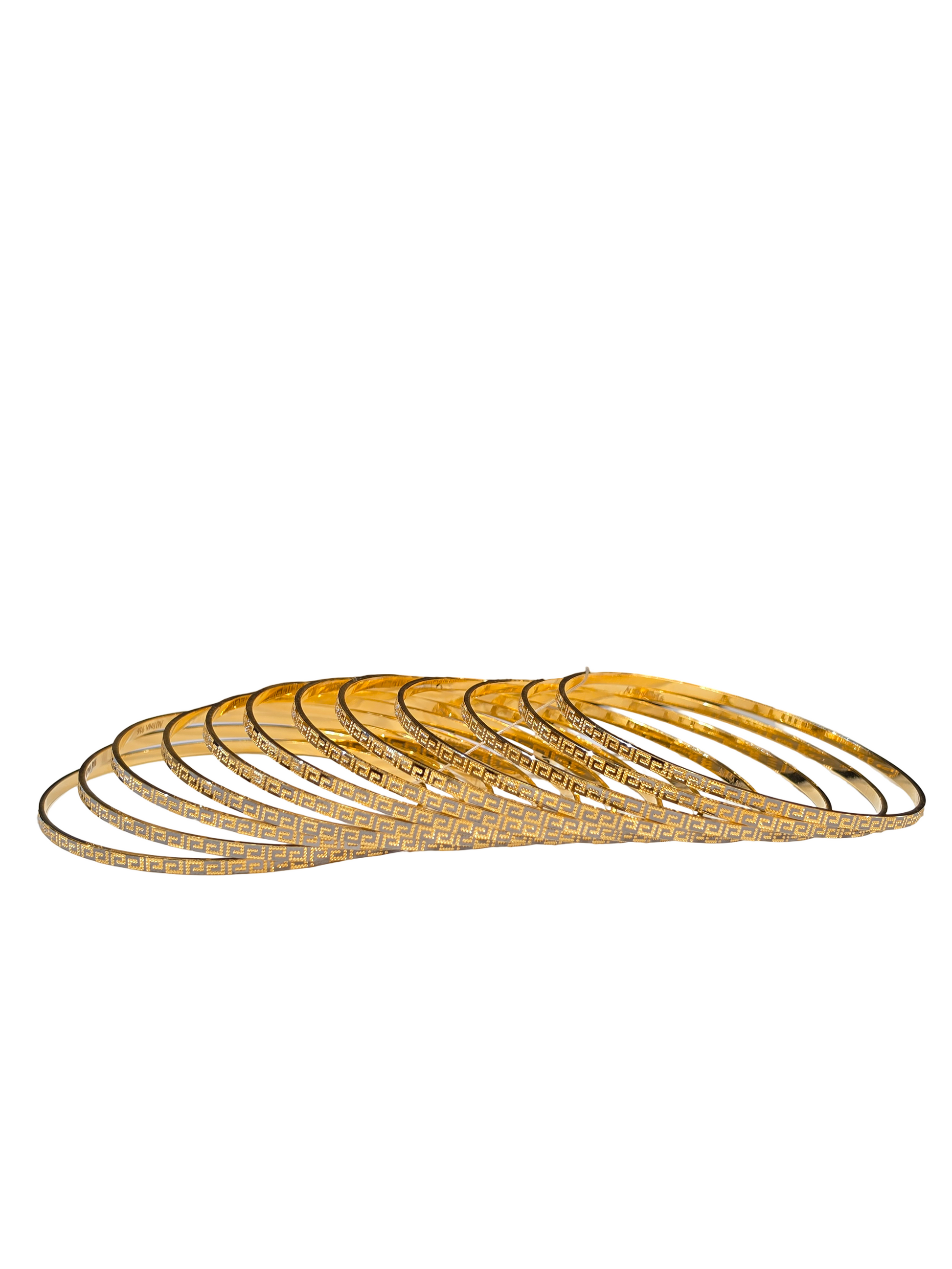 22K Gold Two-tone Designer 12 Pieces Set Of Ladies Bangles