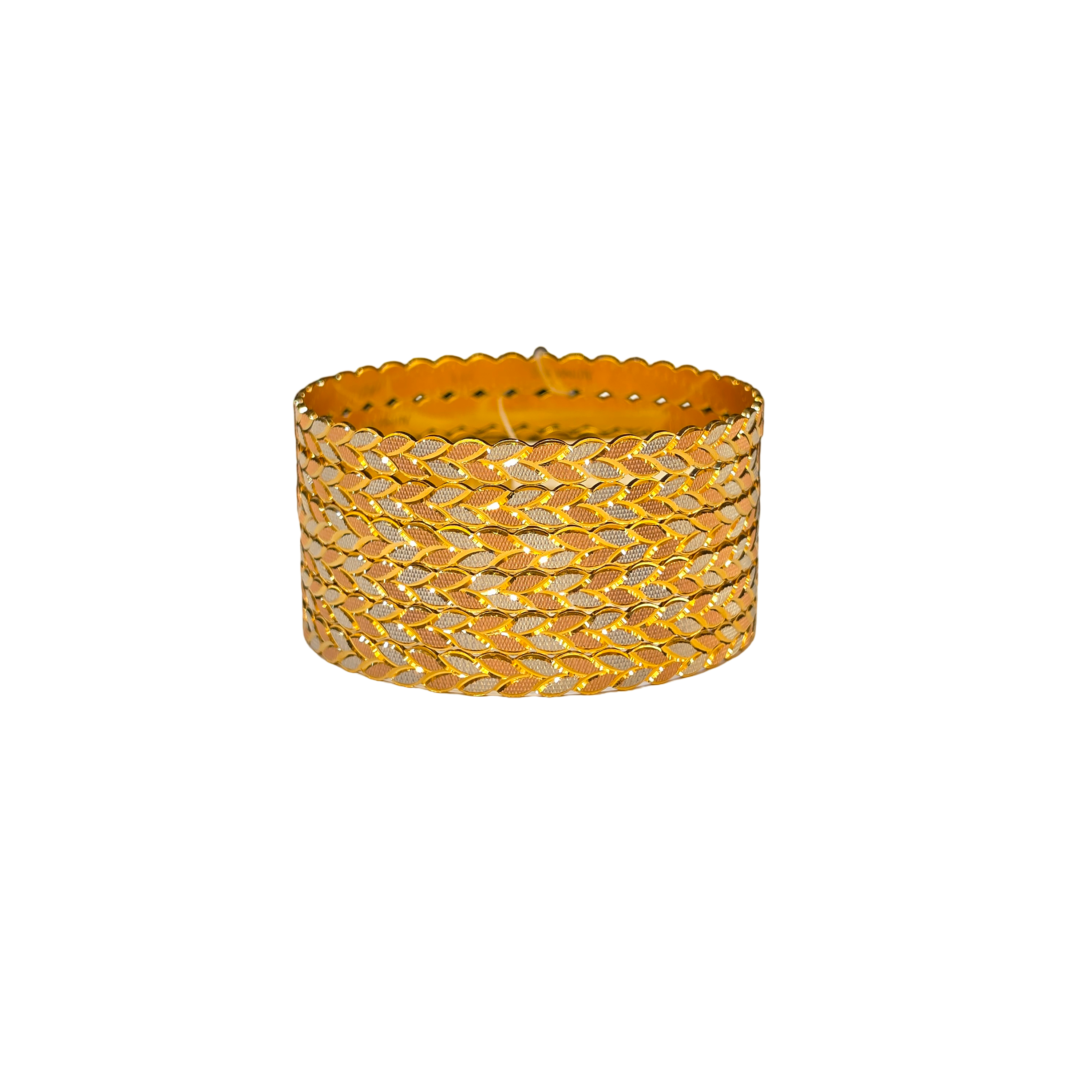22K Gold Tri-tone Designer 6 Pieces Set Of Ladies Bangles