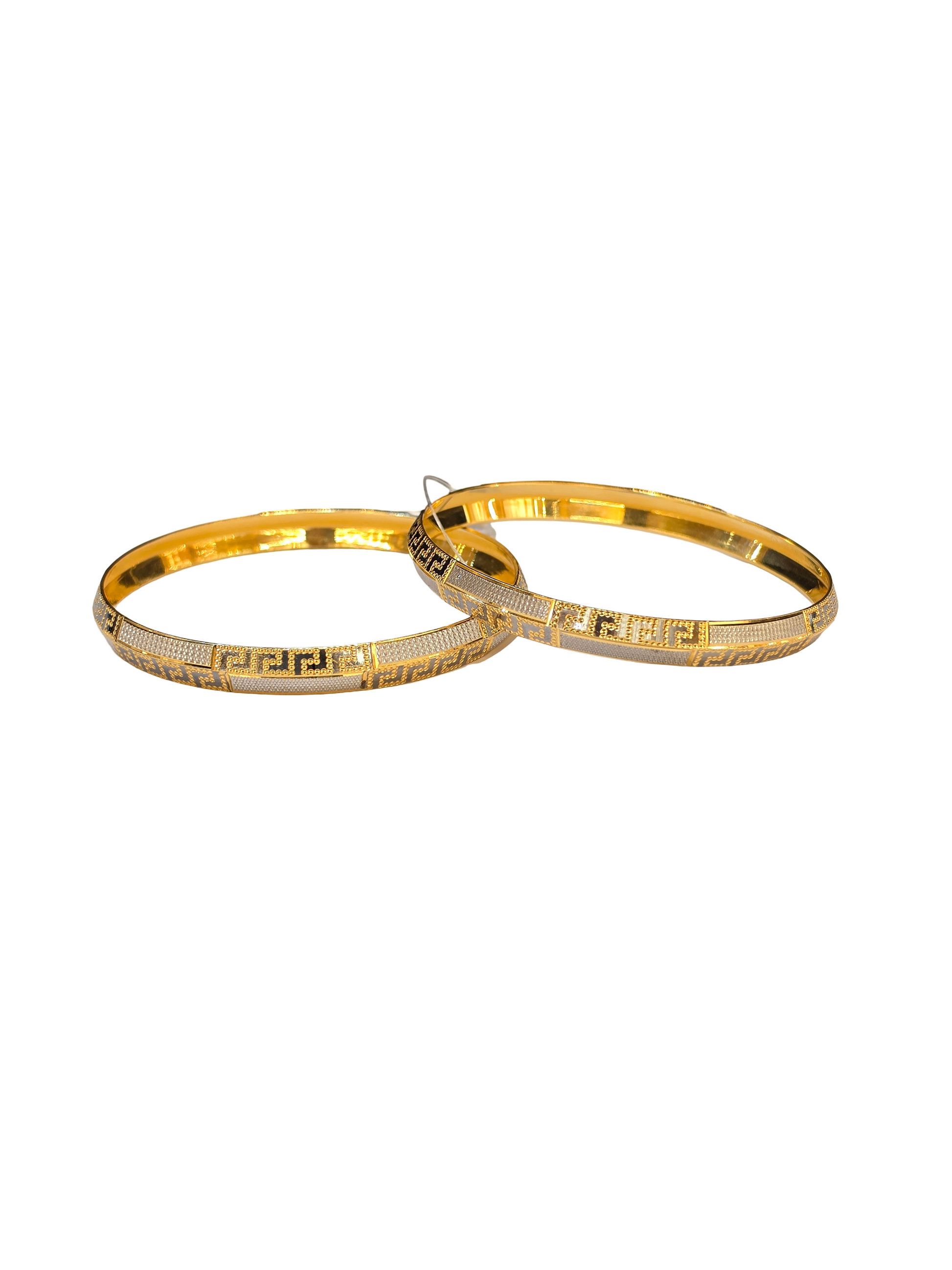 22K Gold Designer Two-tone Ladies Bangles