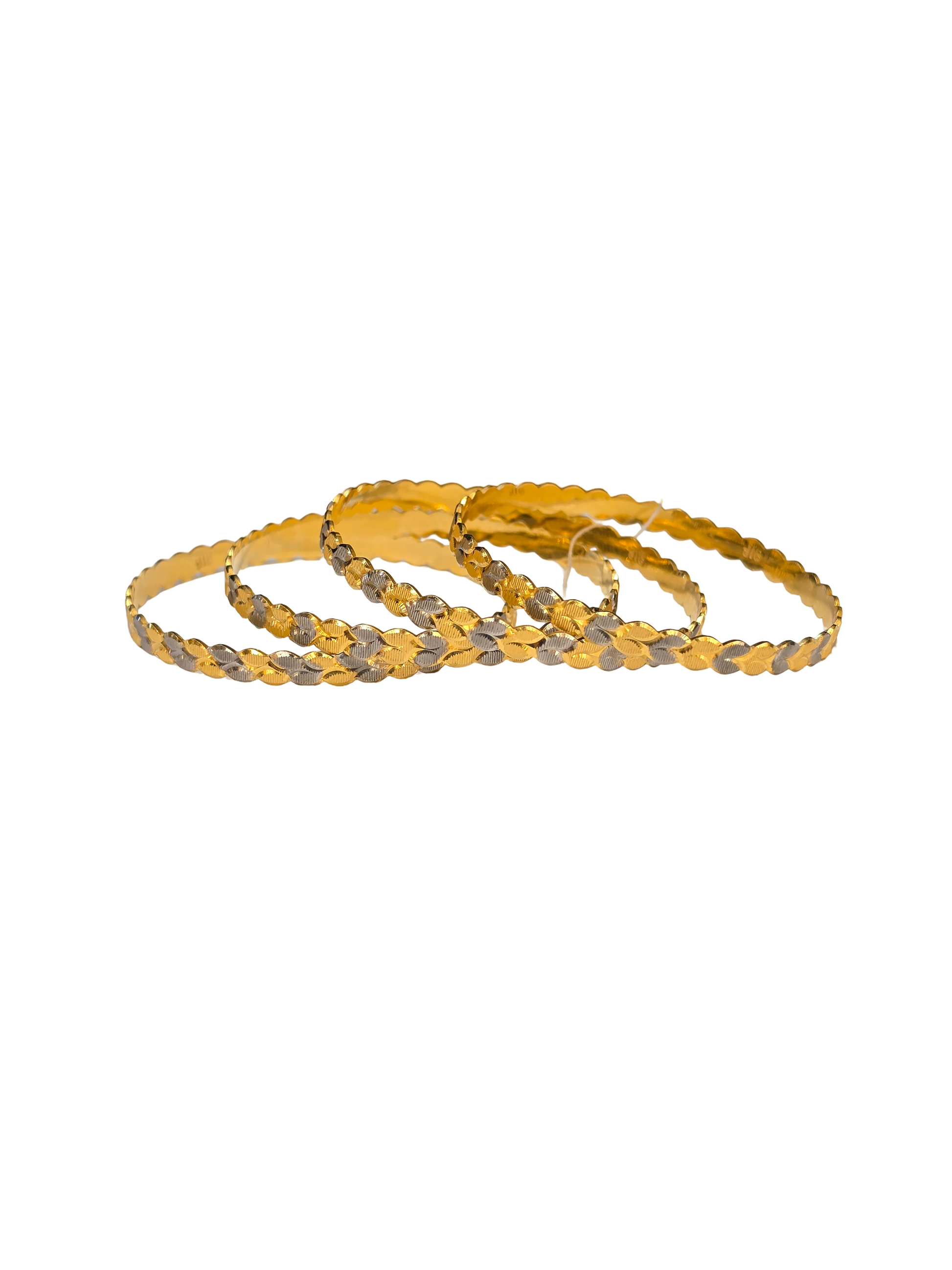 22K Gold Designer Two-tone 4 Pieces Set Of Ladies Bangles