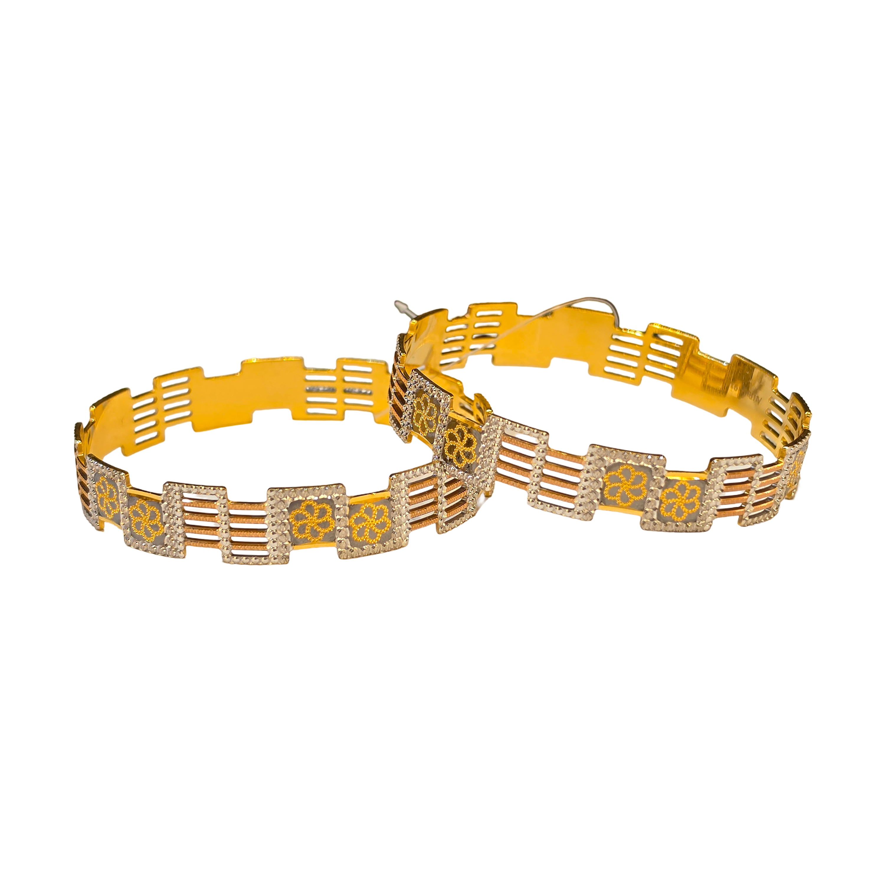 22K Gold Designer Tri-tone Ladies Bangles
