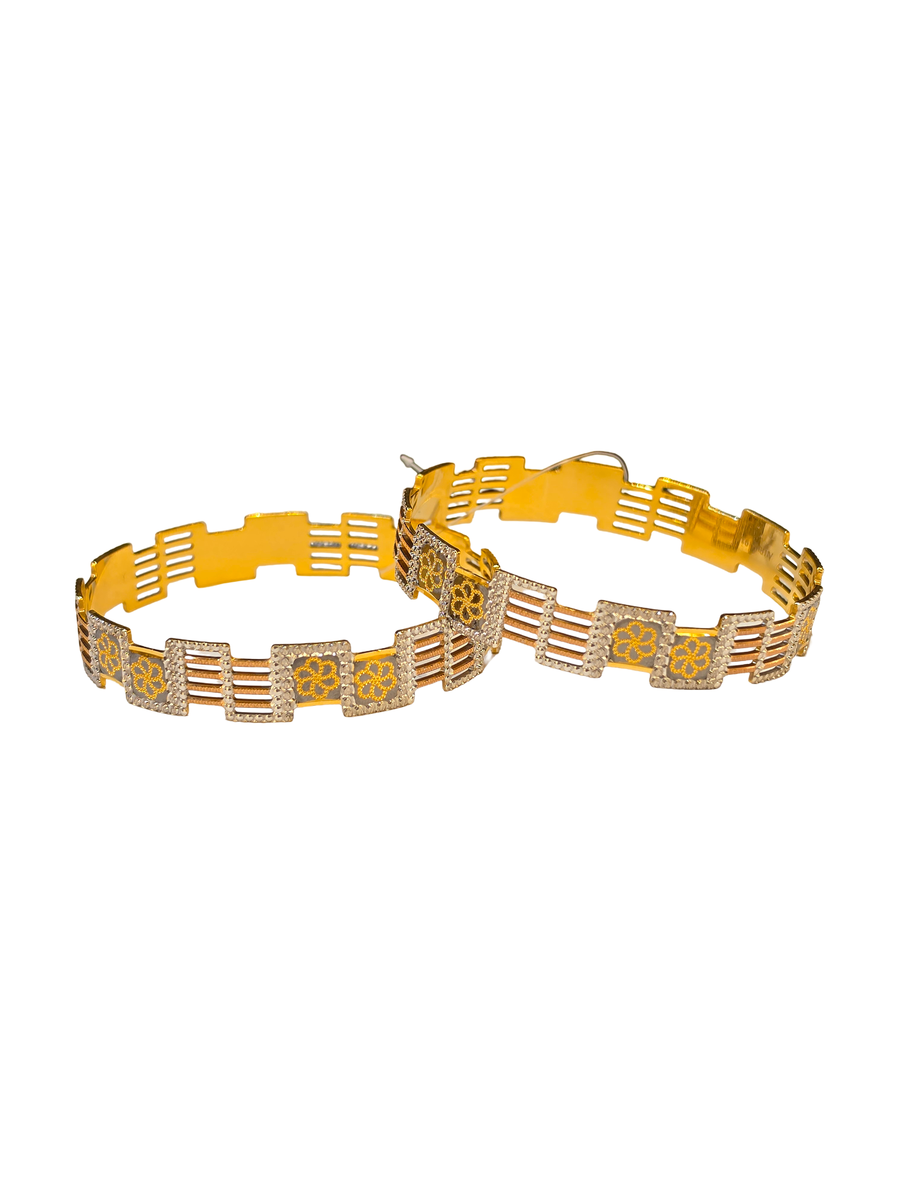 22K Gold Designer Tri-tone Ladies Bangles