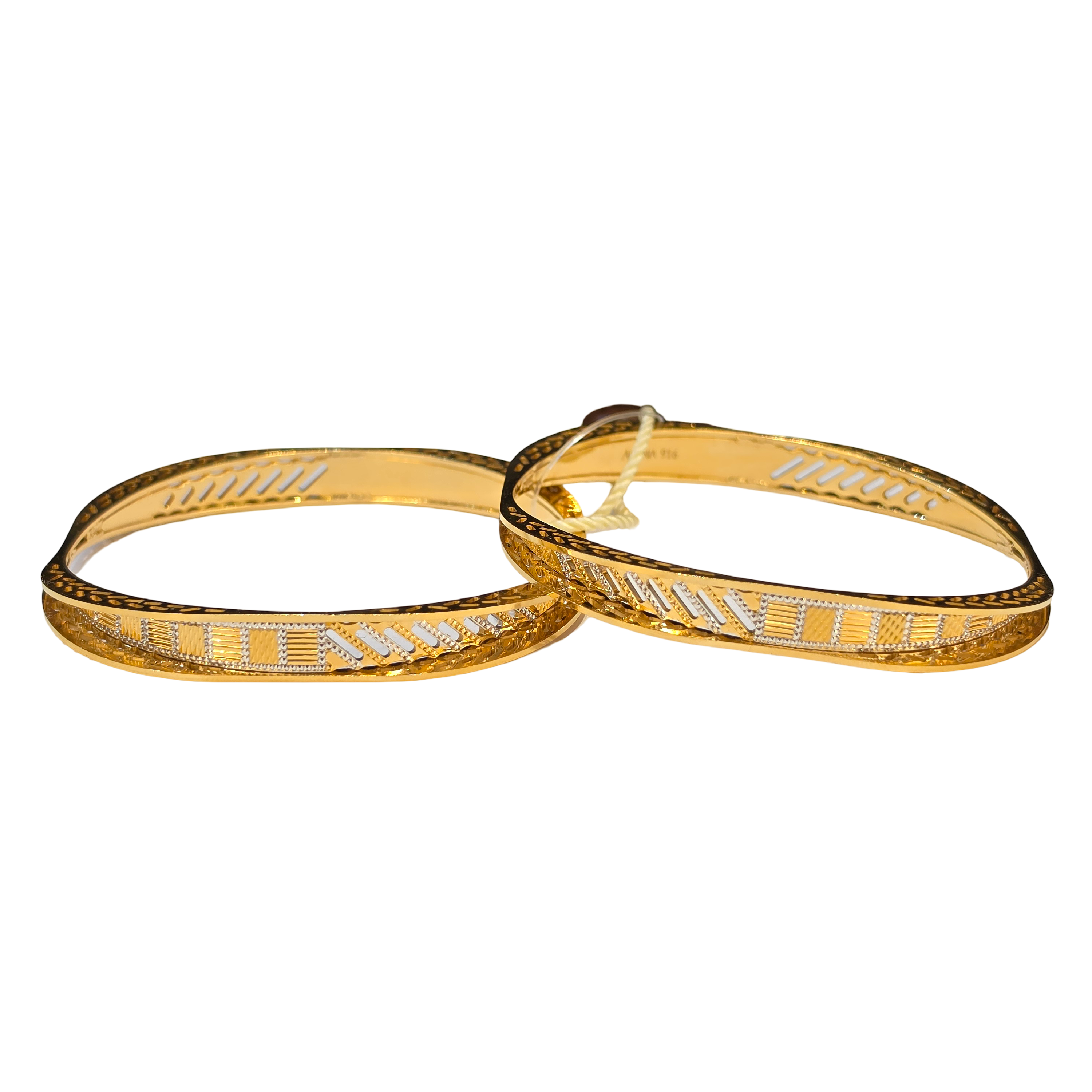 22K Gold Designer Two-tone Ladies Bangles