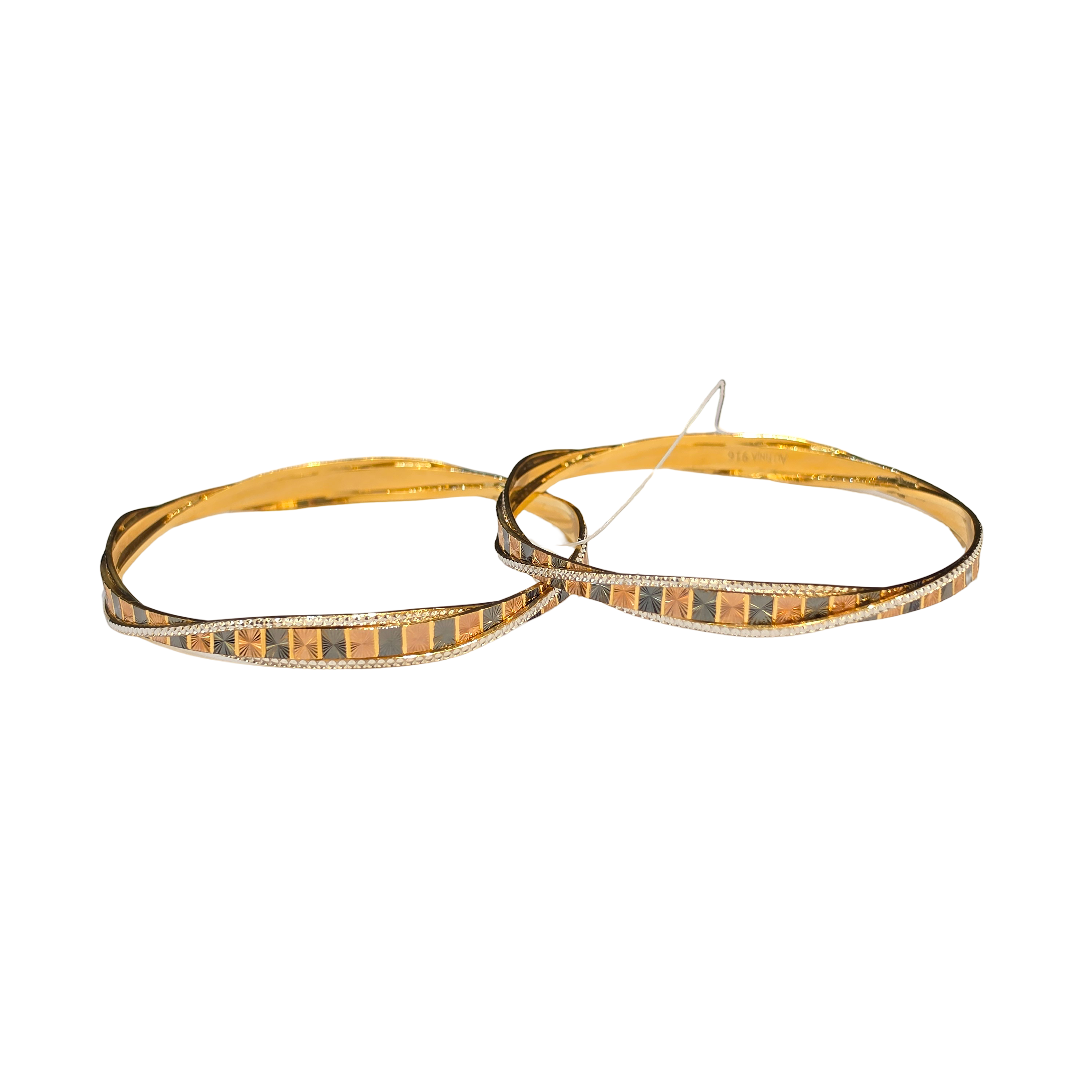 22K Gold Designer Tri-tone Ladies Bangles