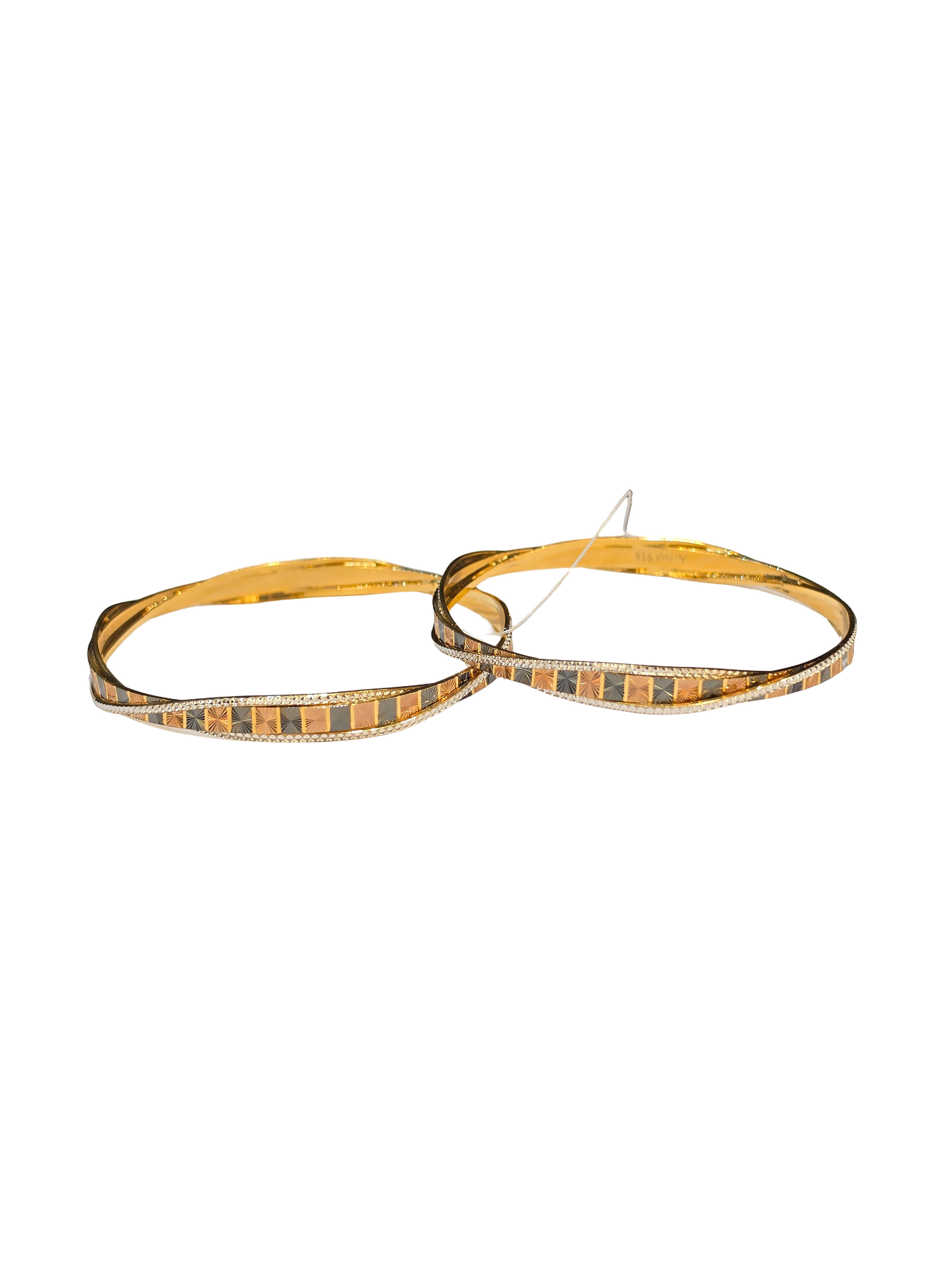 22K Gold Designer Tri-tone Ladies Bangles