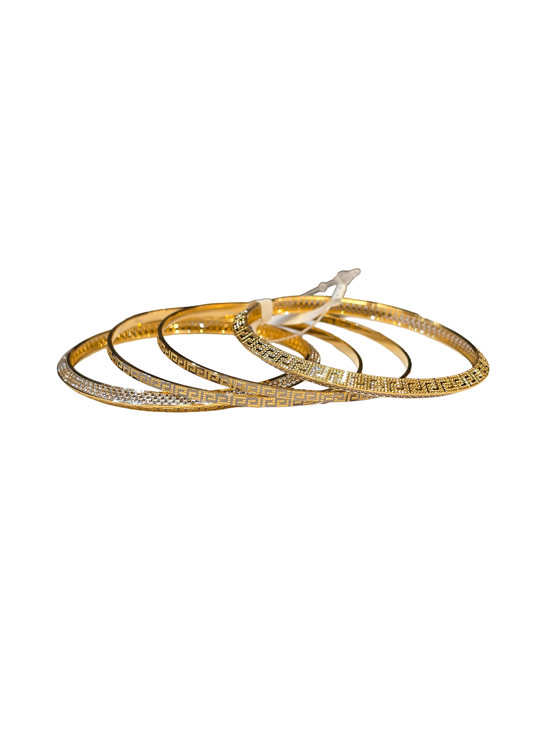 22K Gold Designer Two-tone 4 Pieces Set Of Ladies Bangles