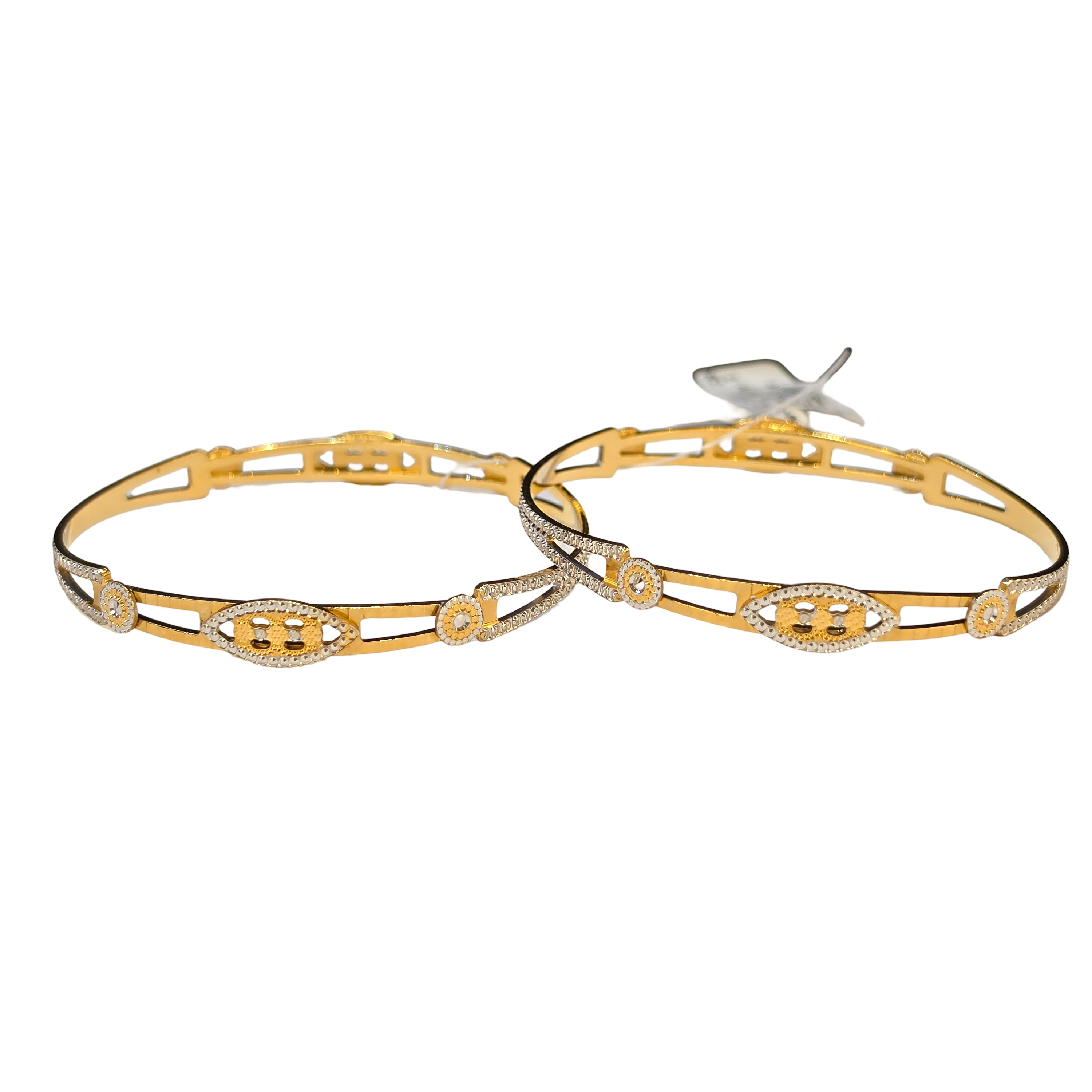 22K Gold Designer Two-tone Ladies Bangles