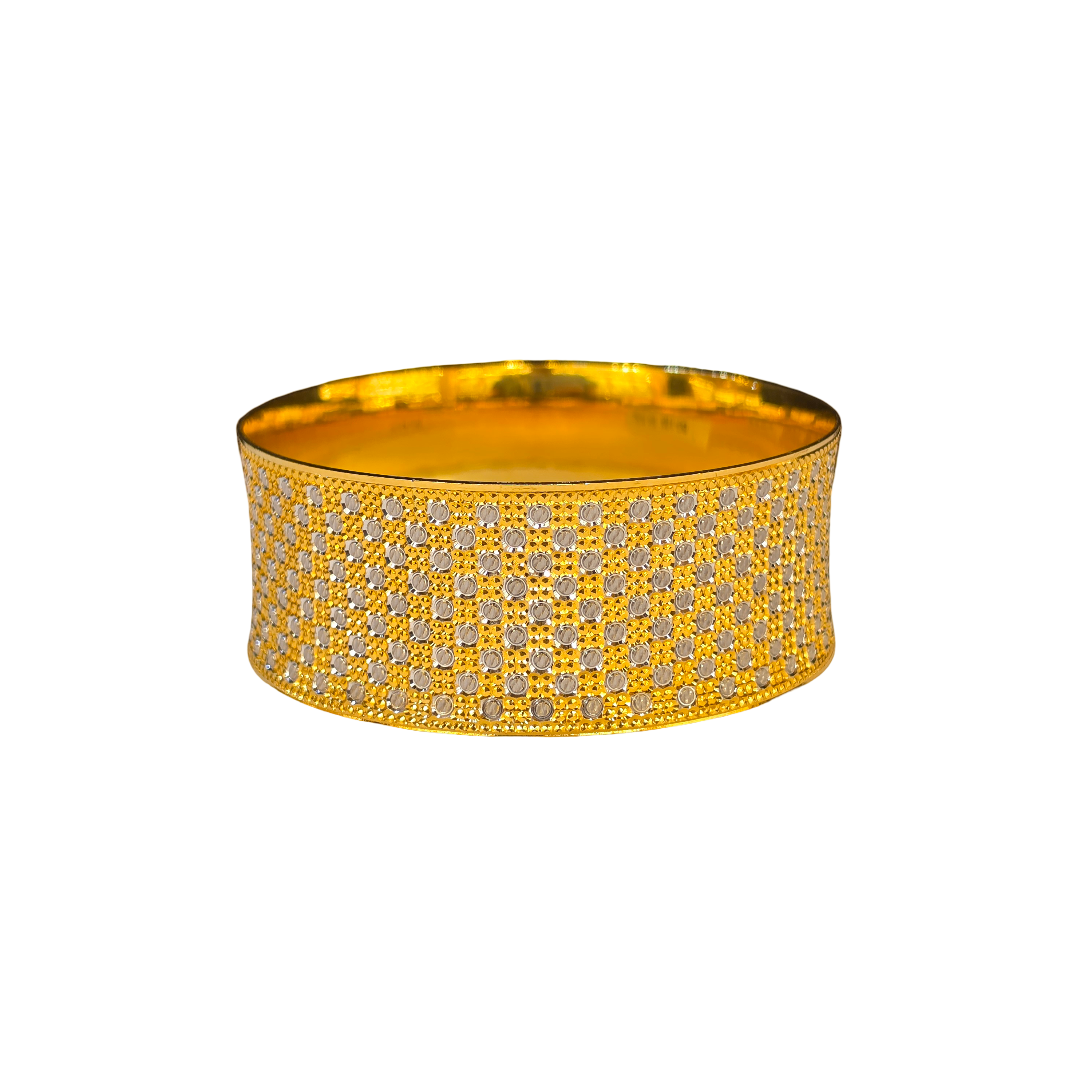 22K Gold Two-tone Designer Ladies Single Bangle