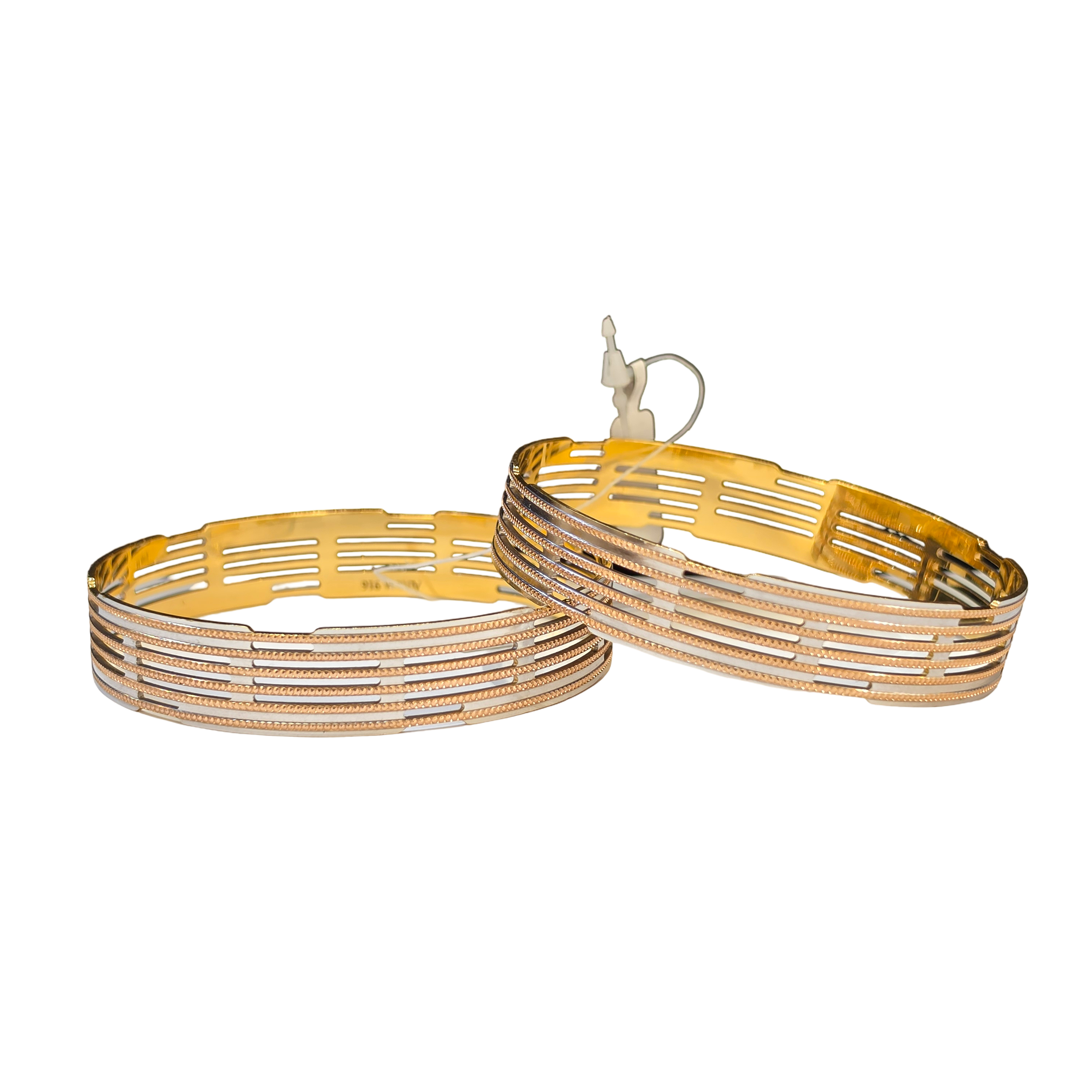 22K Gold Tri-tone Designer Ladies Bangles