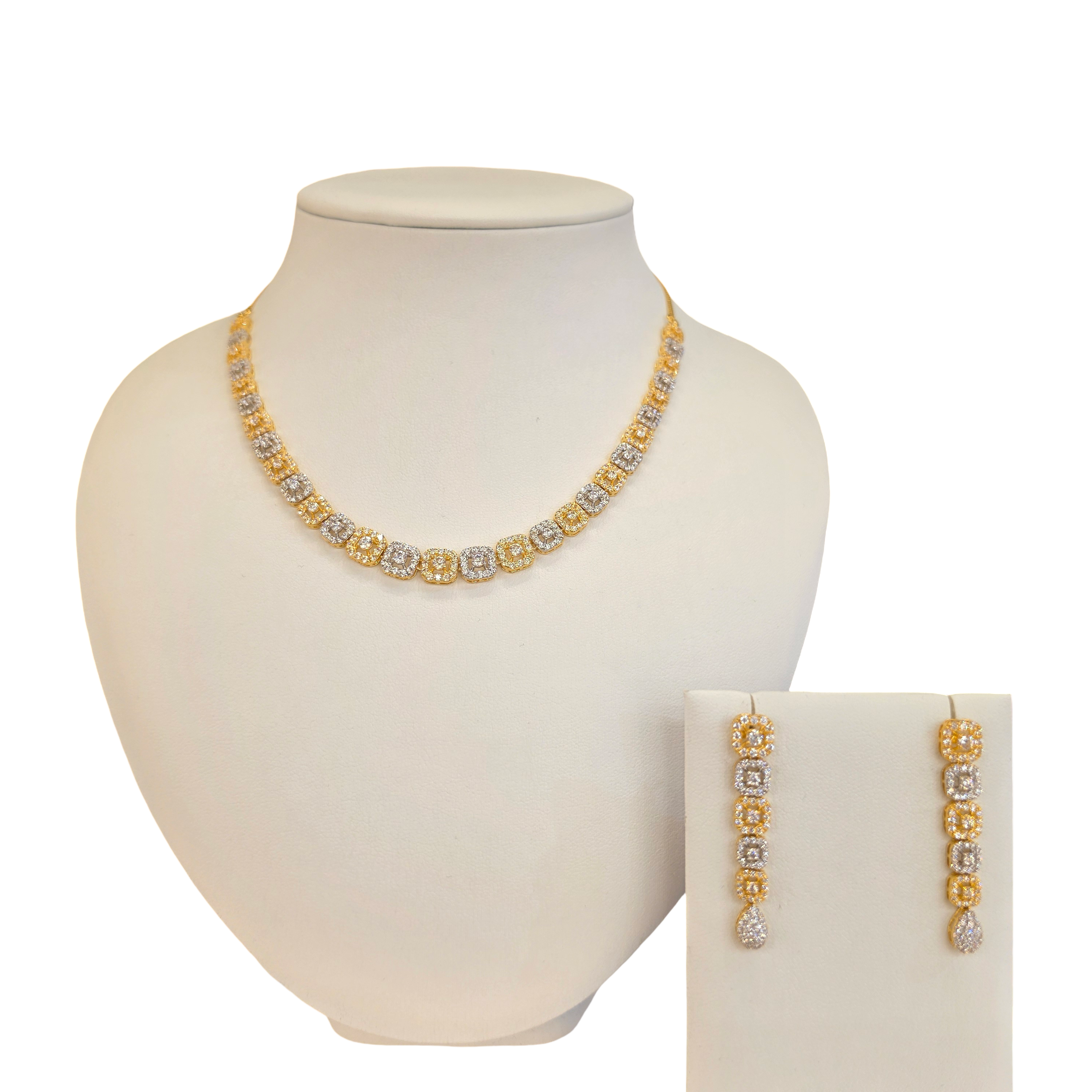 22K Gold Two-tone CZ Designer Set