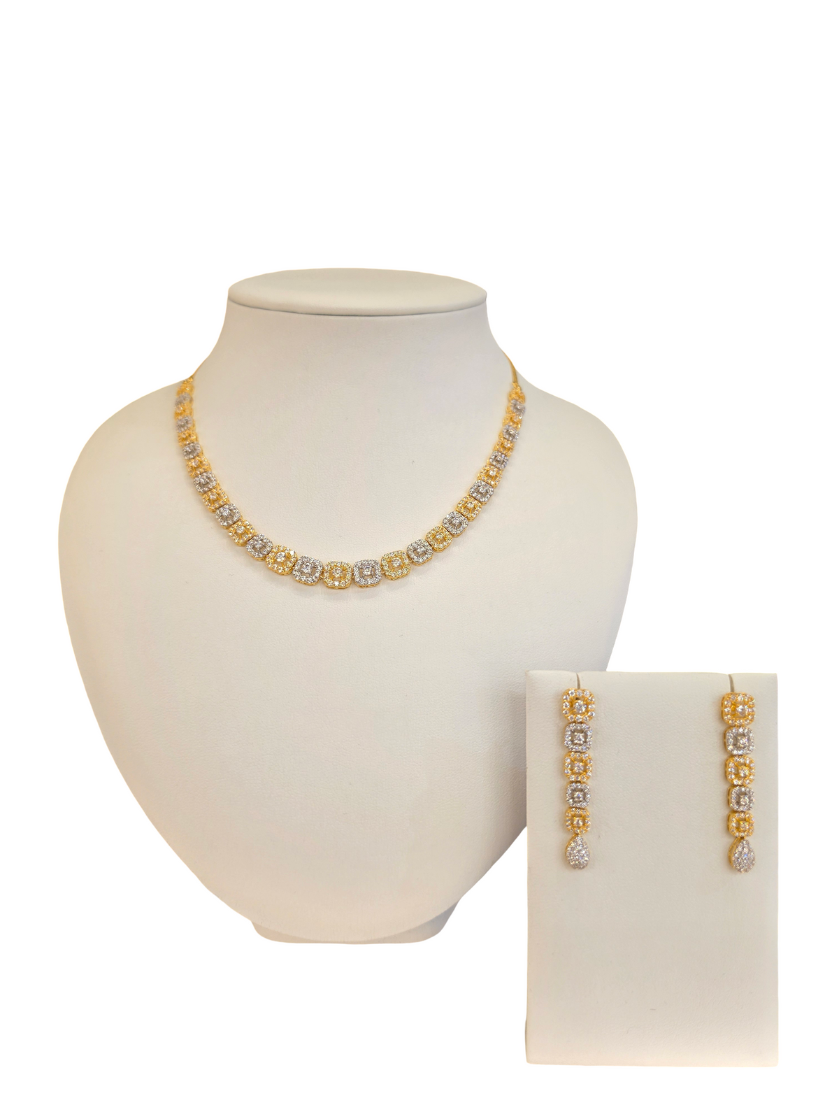 22K Gold Two-tone CZ Designer Set
