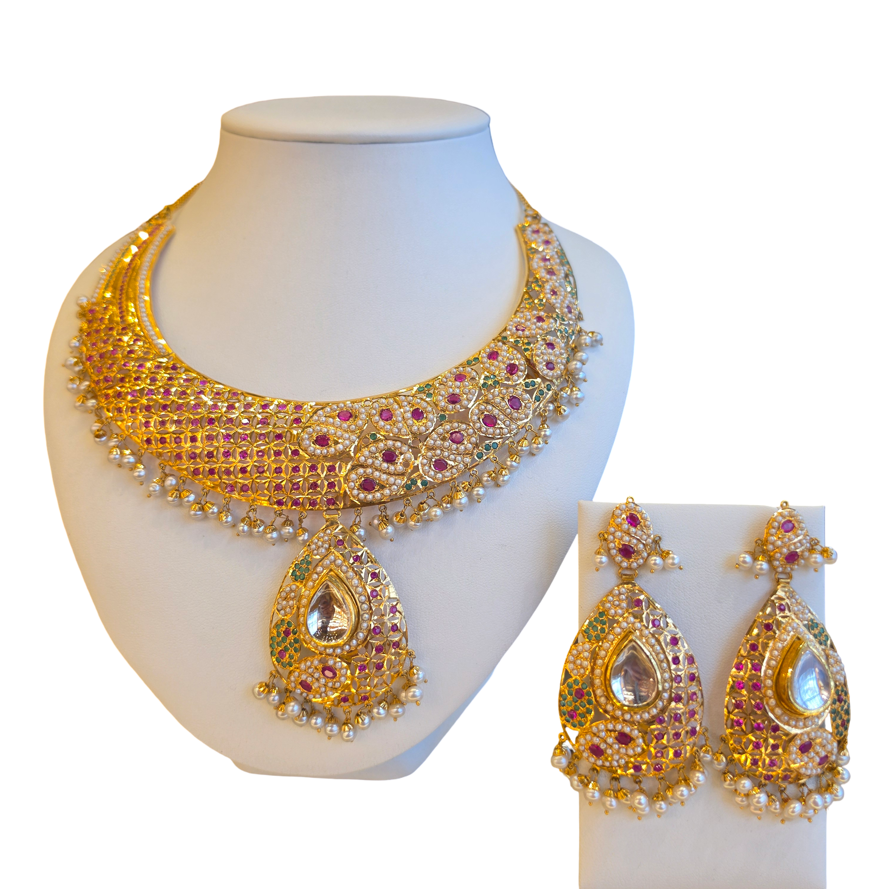 22K Gold Jadau Designer Bridal Set