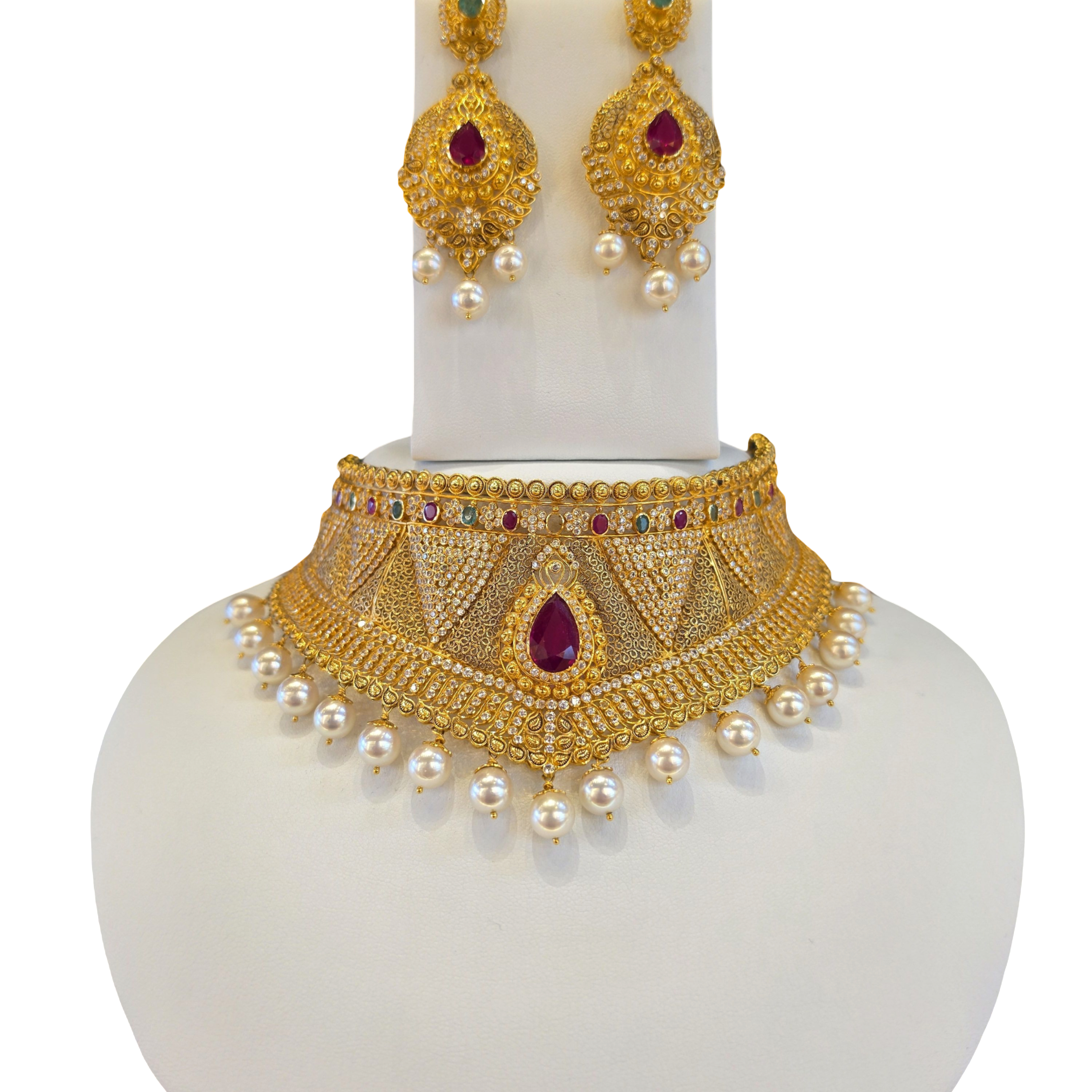 22K Gold CZ Designer Bridal Set