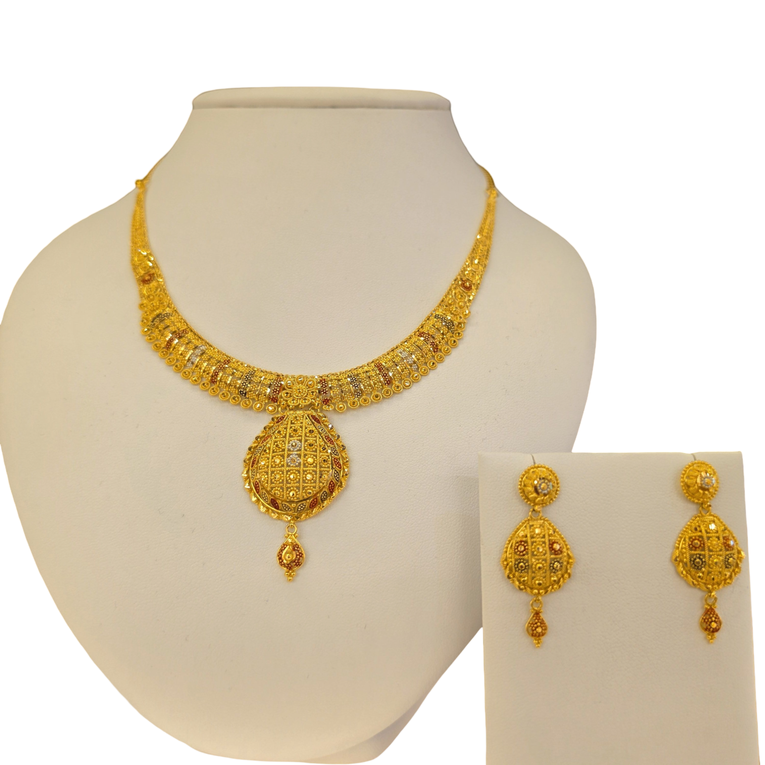 22K Gold Tri-tone Designer Set