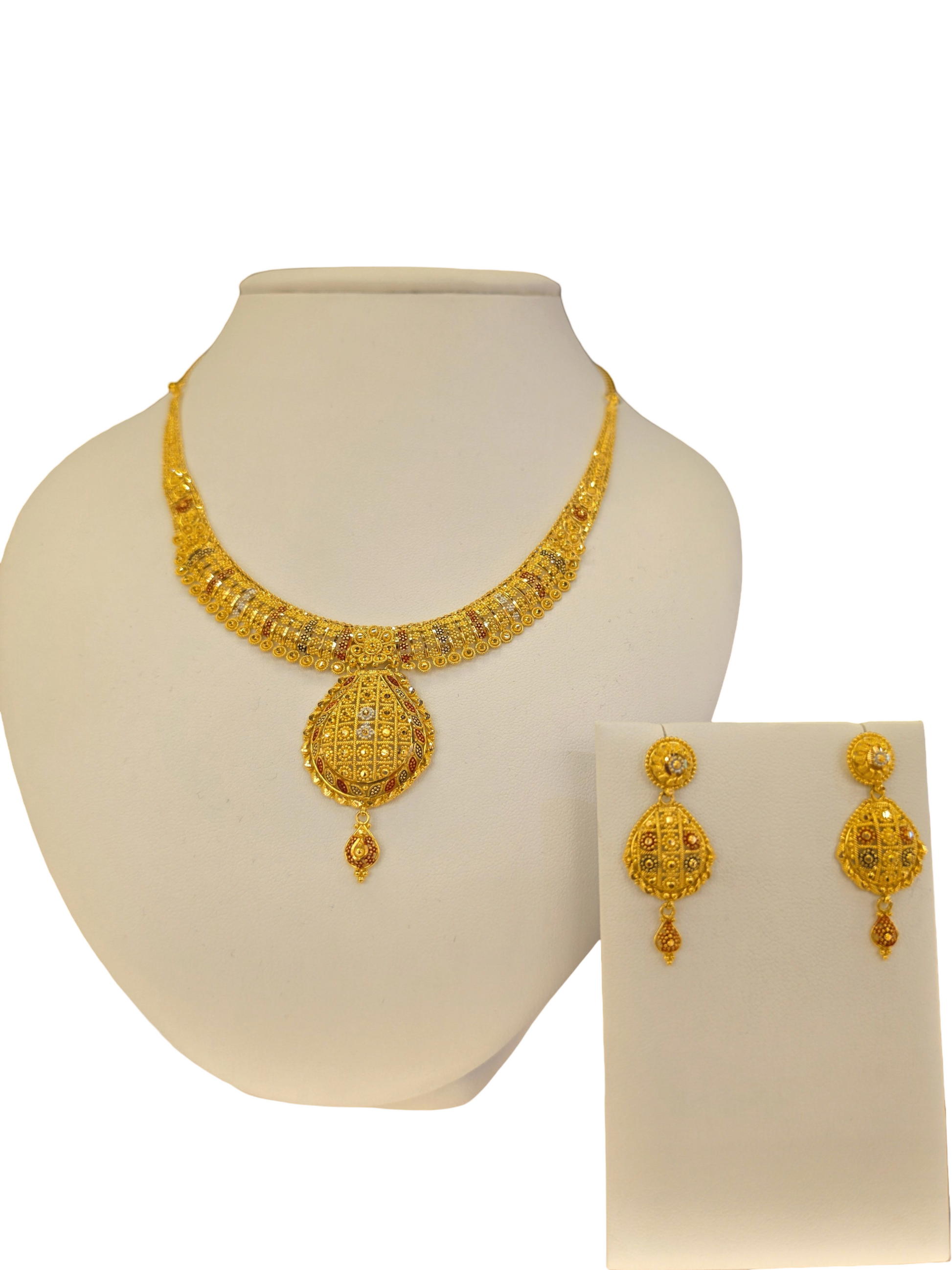 22K Gold Tri-tone Designer Set