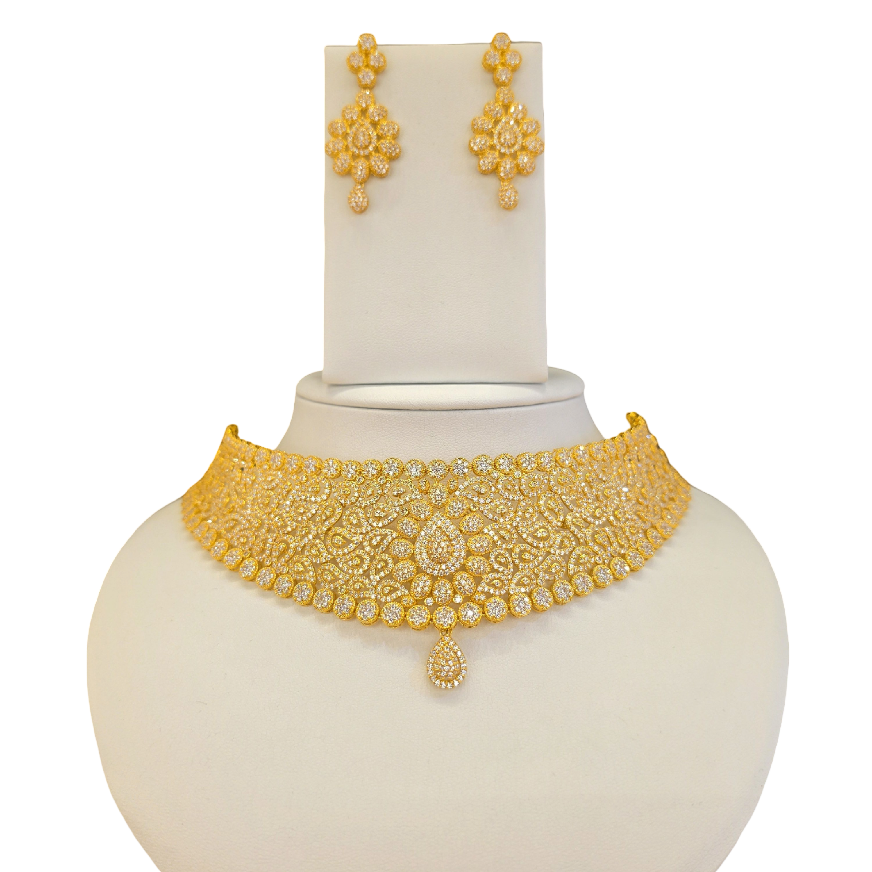 22K Gold CZ Designer Bridal Set