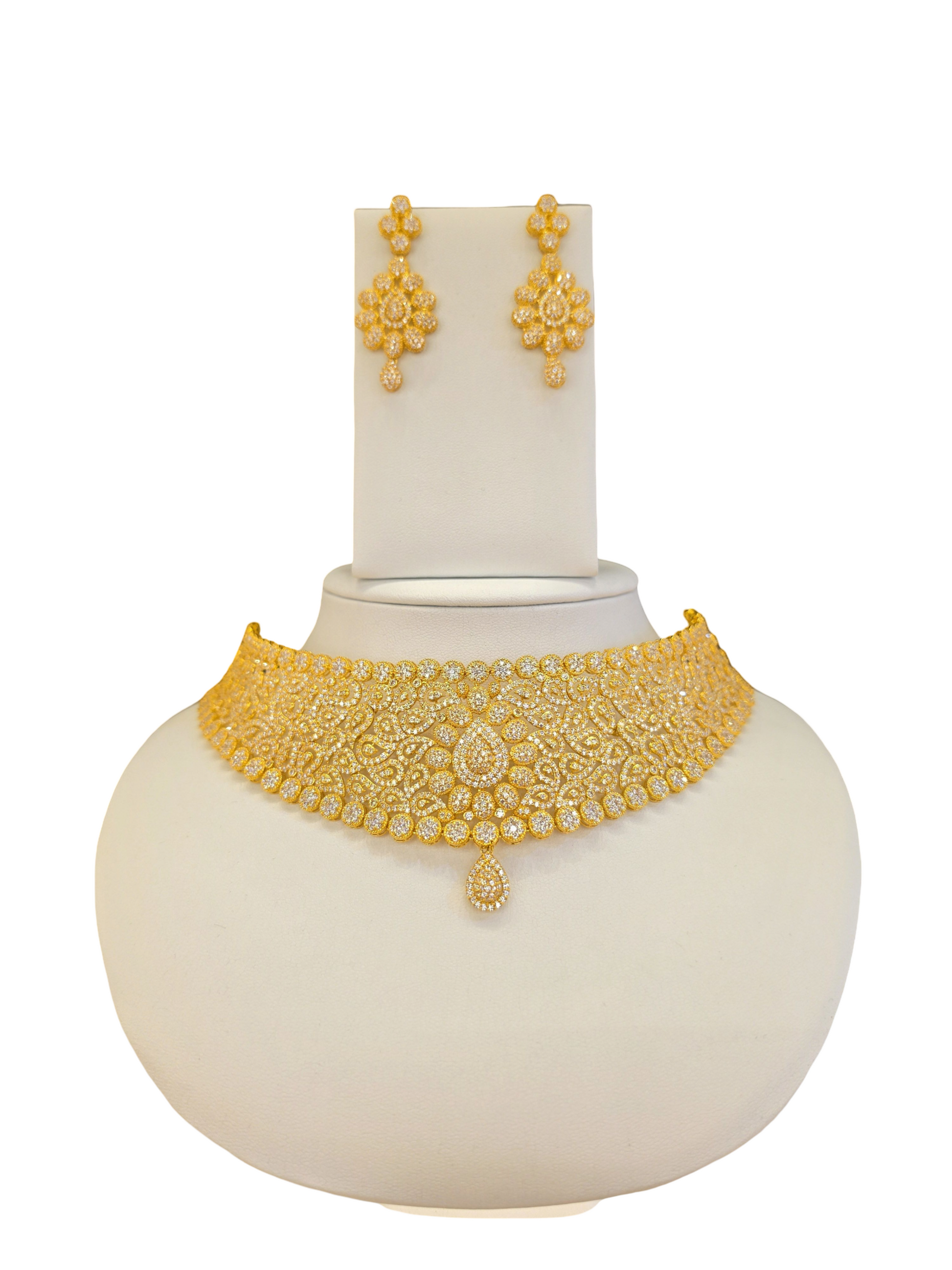 22K Gold CZ Designer Bridal Set