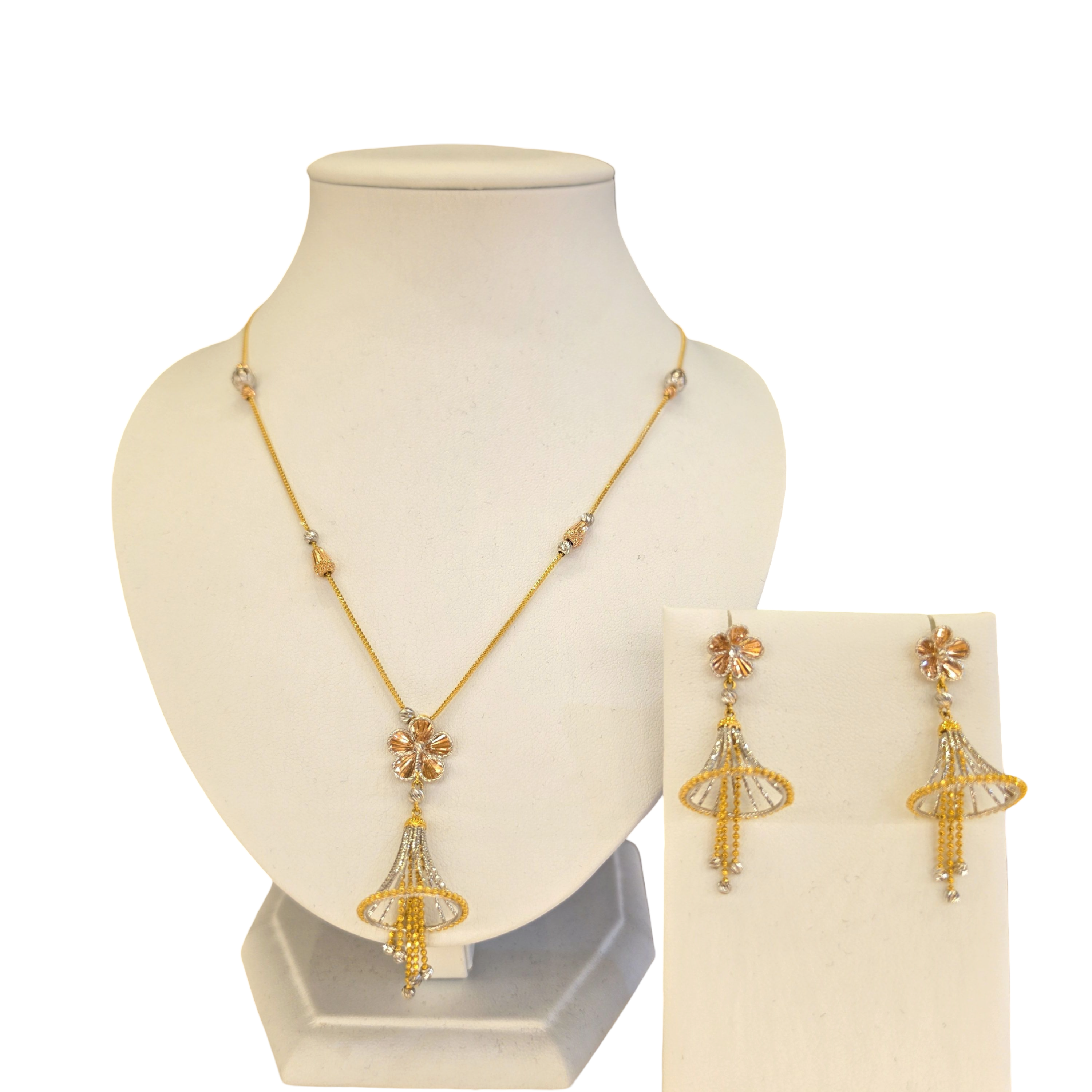 22K Gold Tri-tone Designer Set