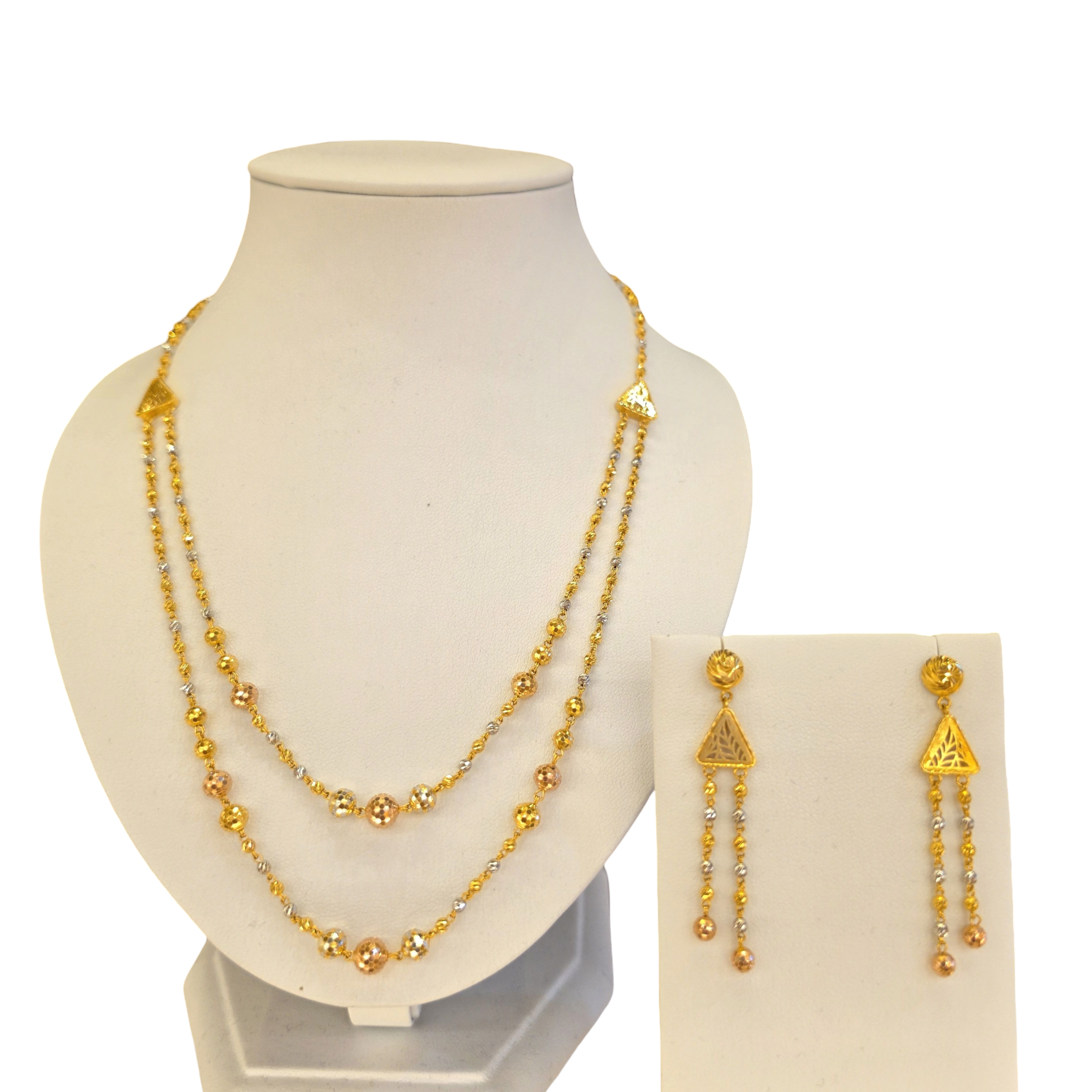 22K Gold Tri-tone Designer Set