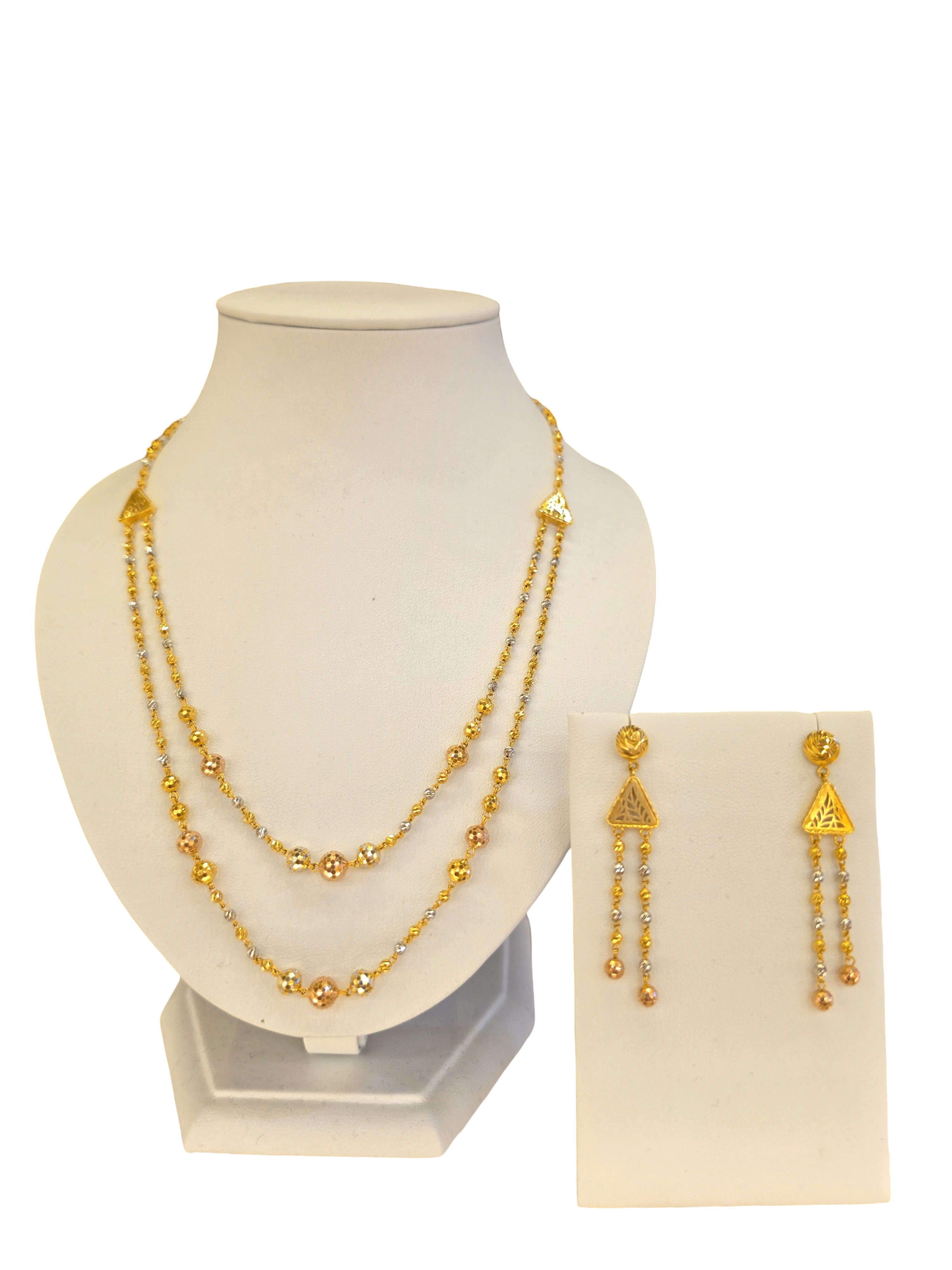 22K Gold Tri-tone Designer Set