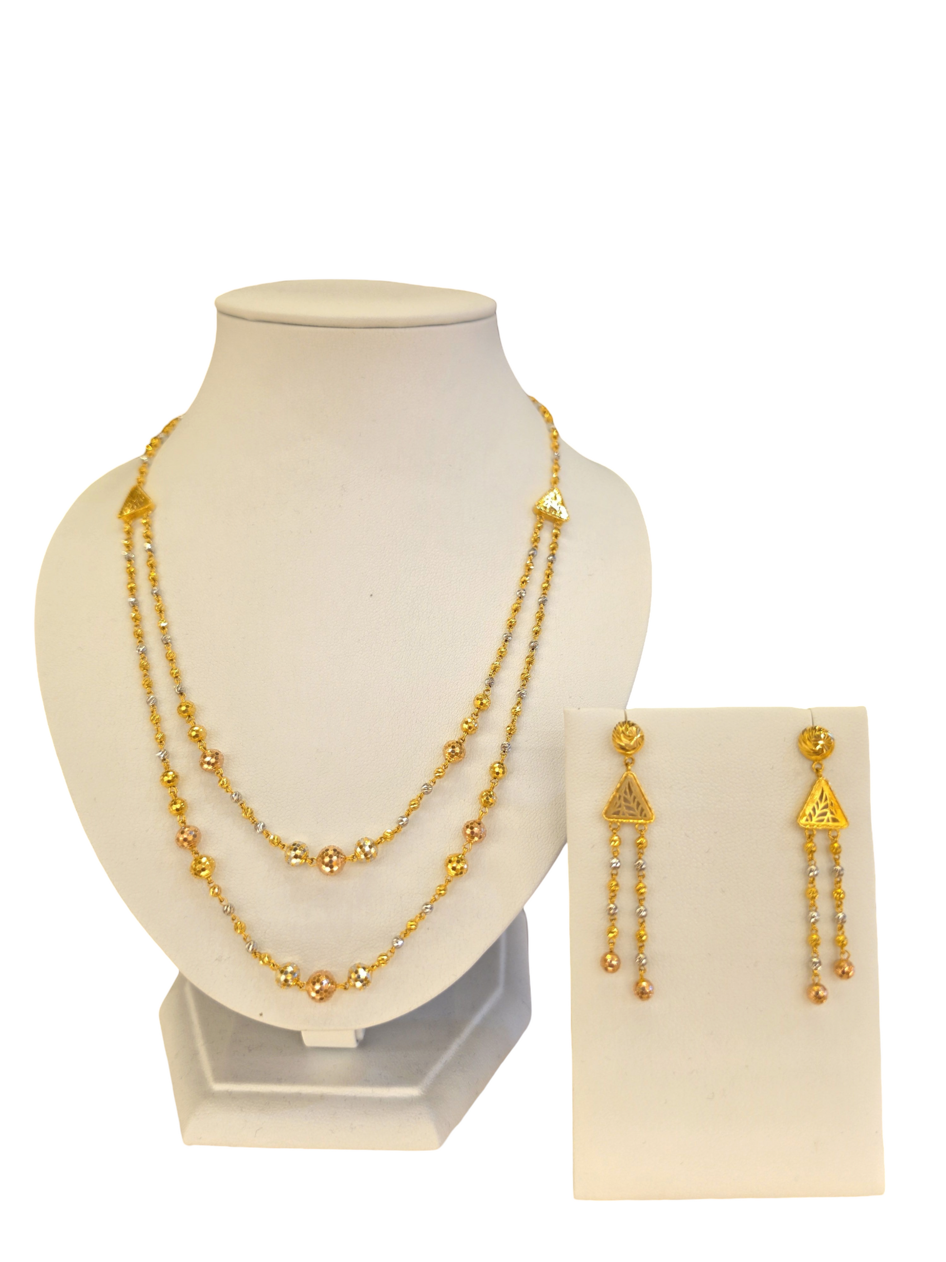 22K Gold Tri-tone Designer Set