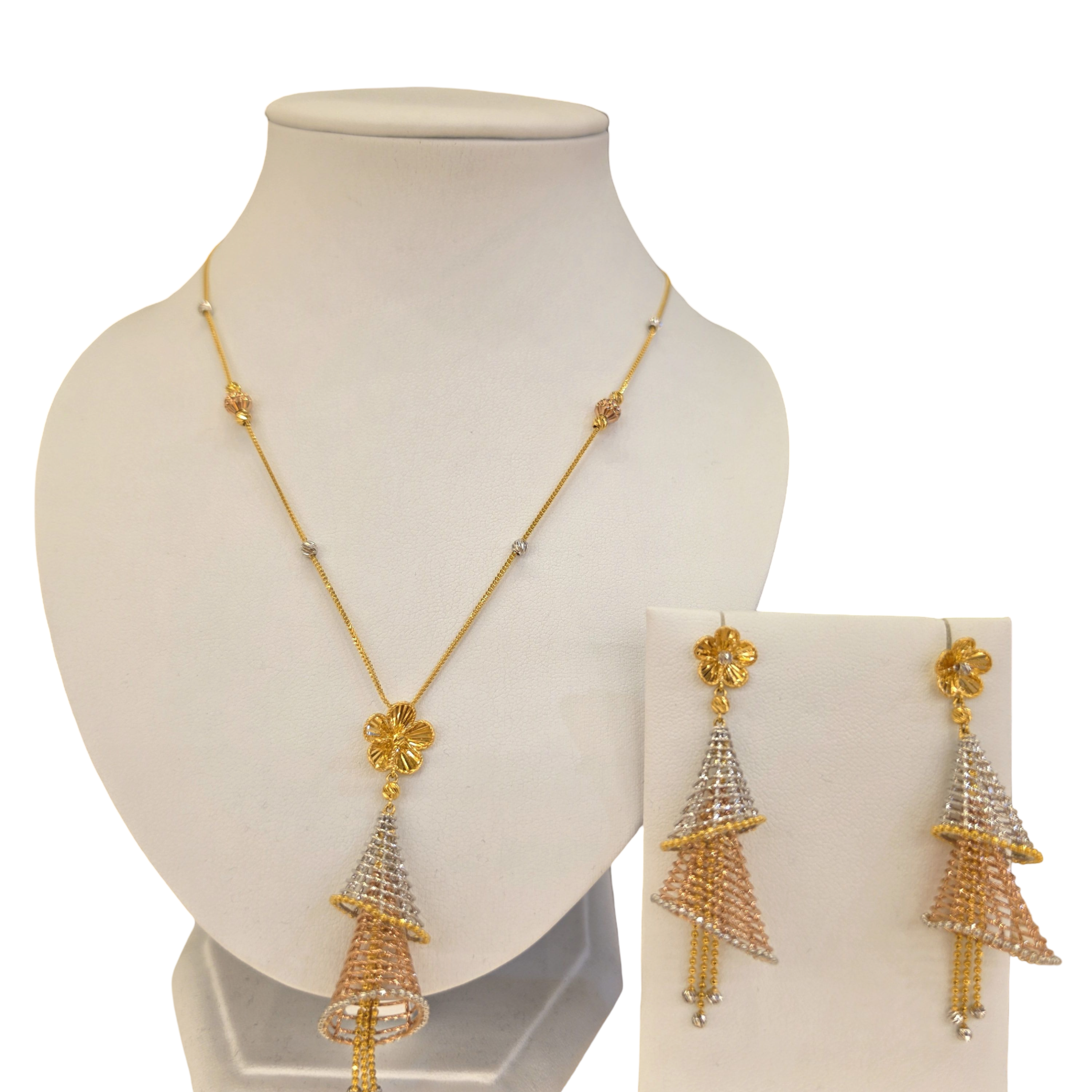 22K Gold Tri-tone Designer Set