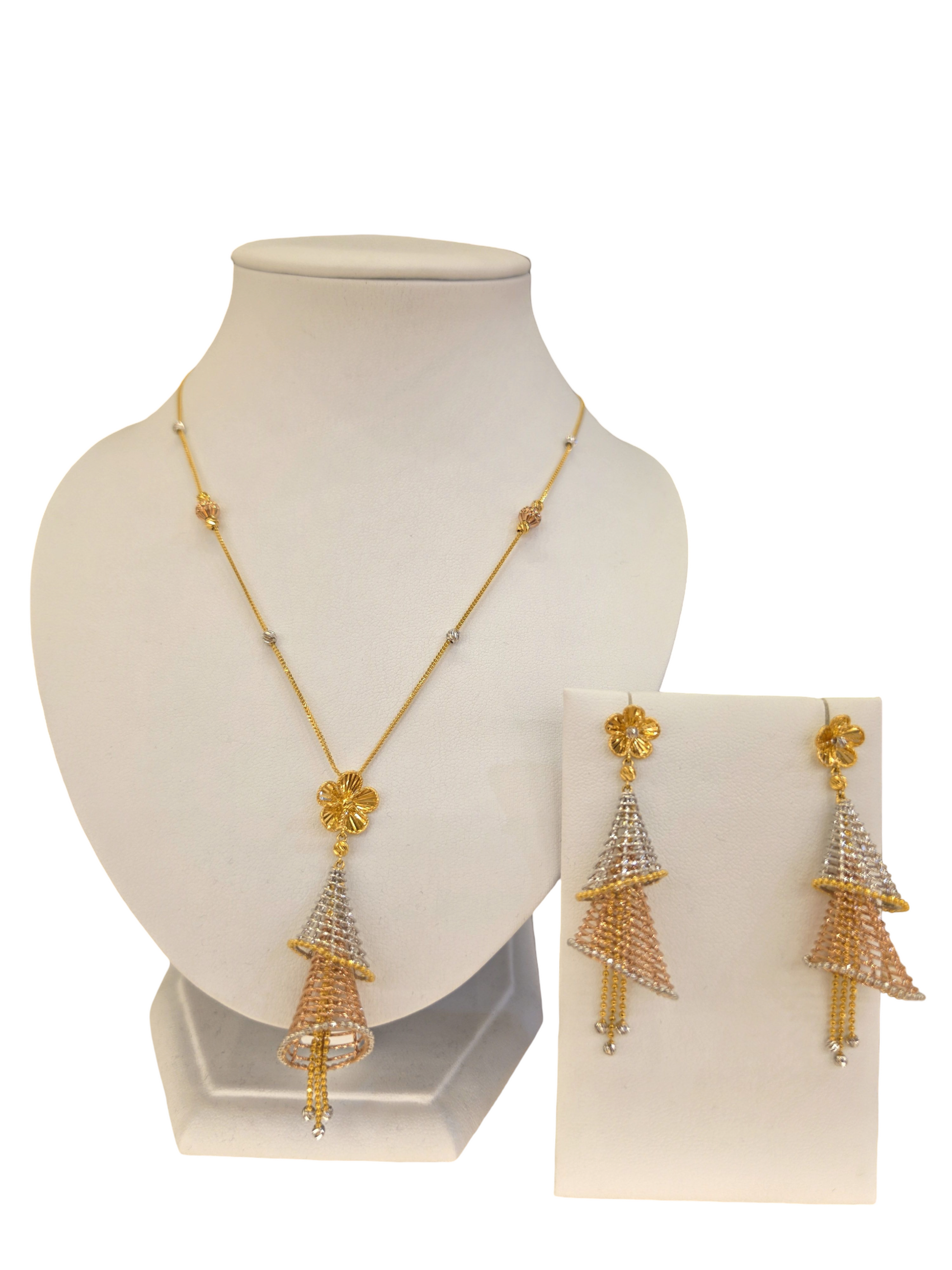 22K Gold Tri-tone Designer Set