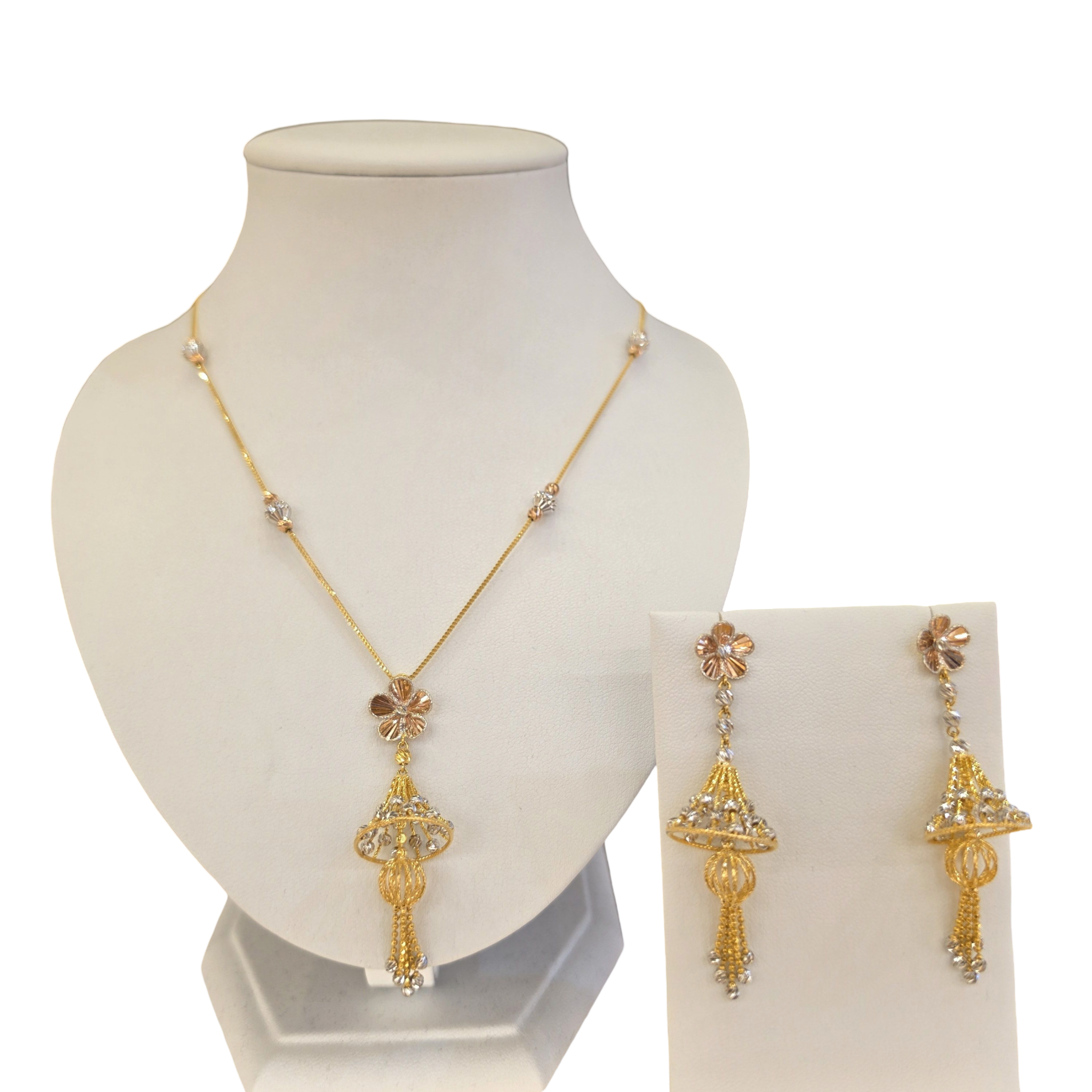 22K Gold Tri-tone Designer Set