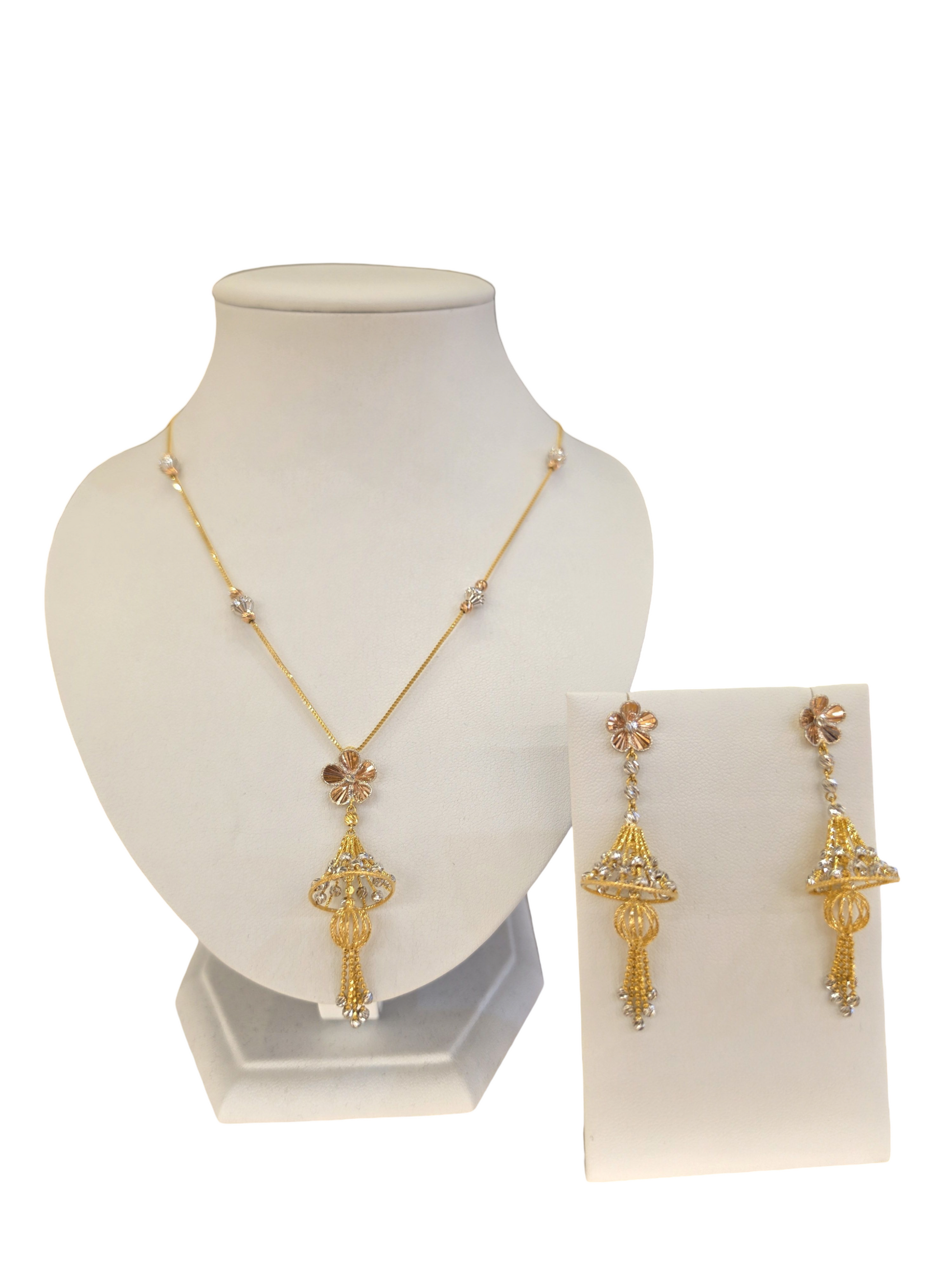 22K Gold Tri-tone Designer Set