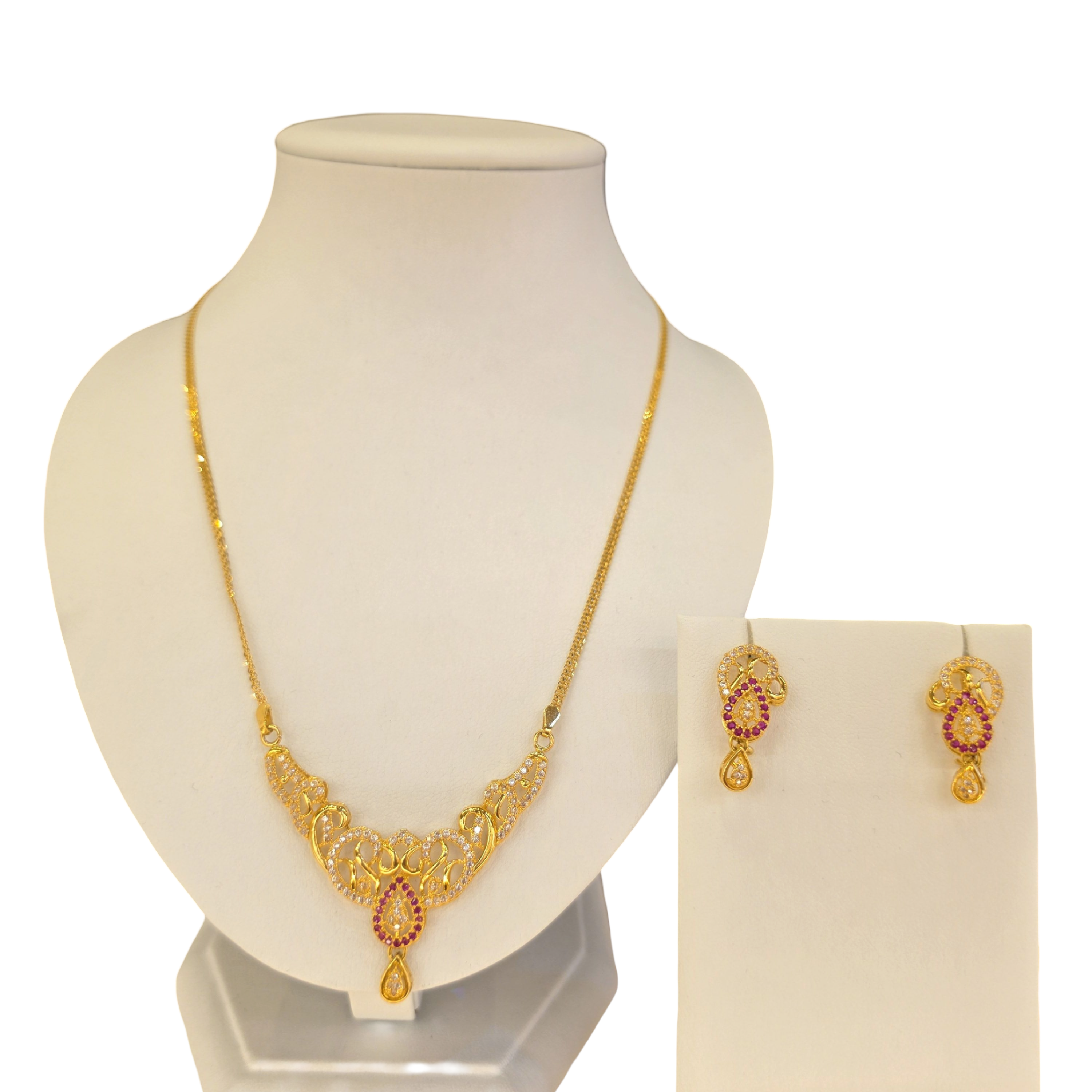 22K Gold CZ Designer Set