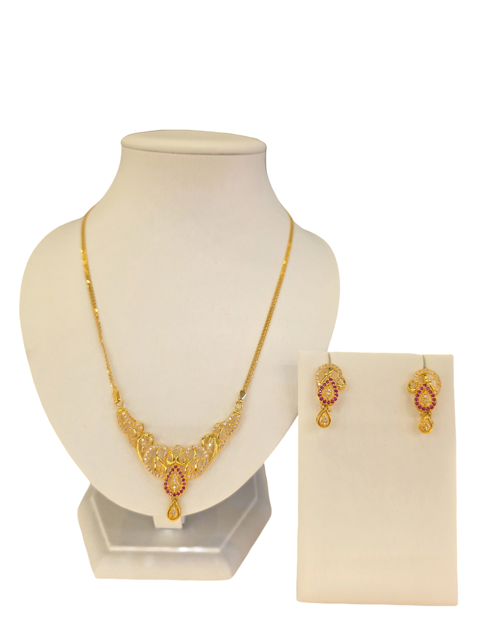 22K Gold CZ Designer Set