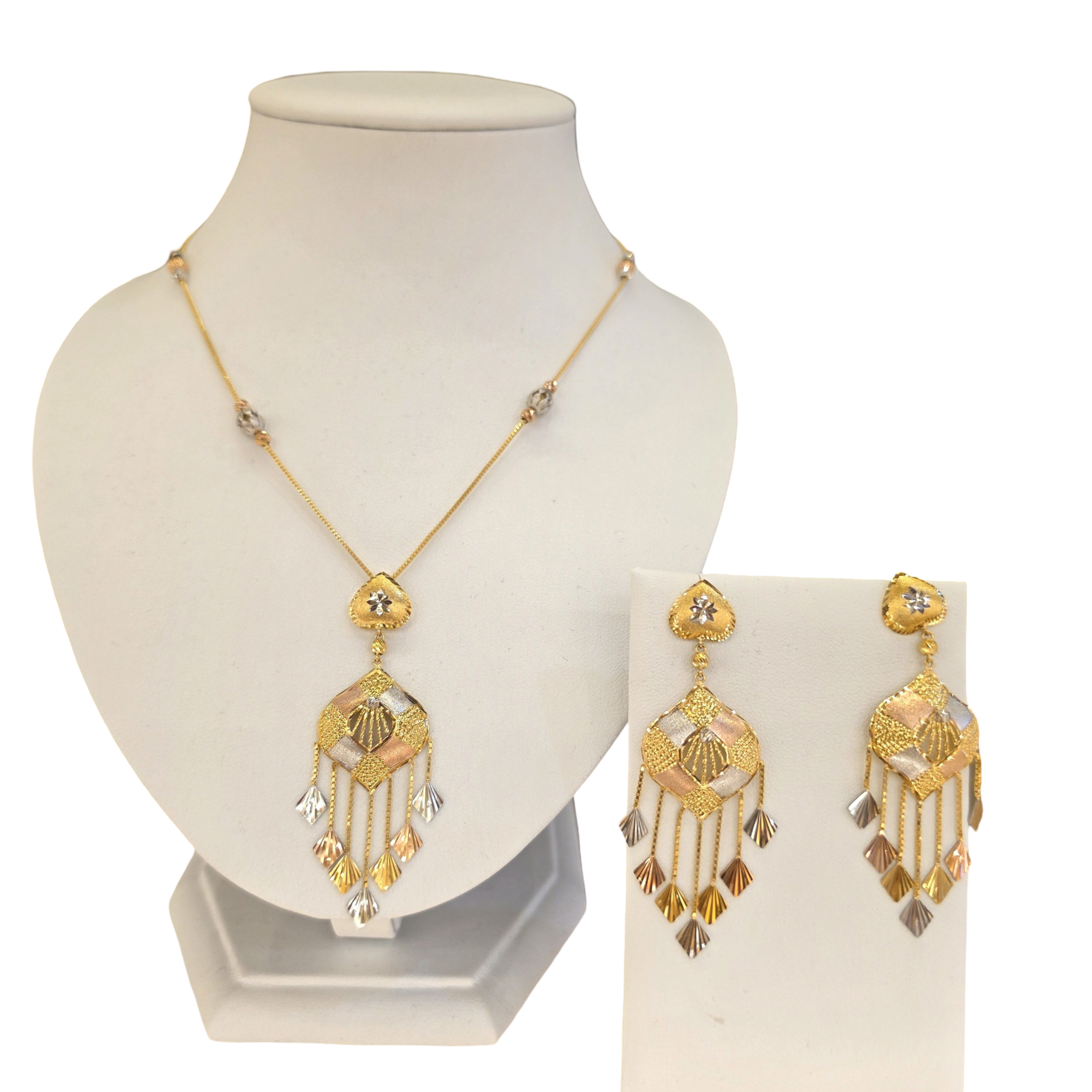 22K Gold Tri-tone Designer Set