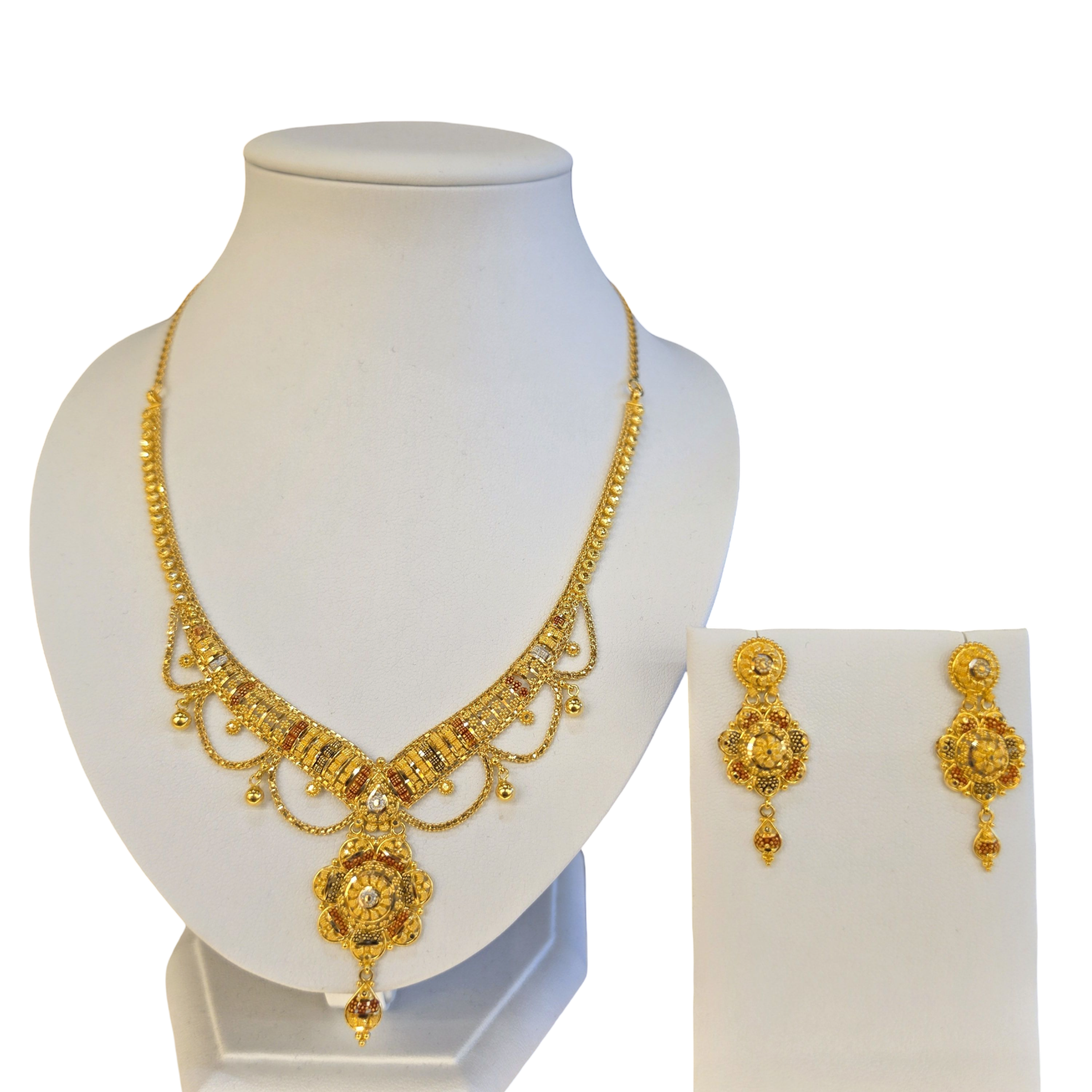 22K Gold Tri-tone Designer Set