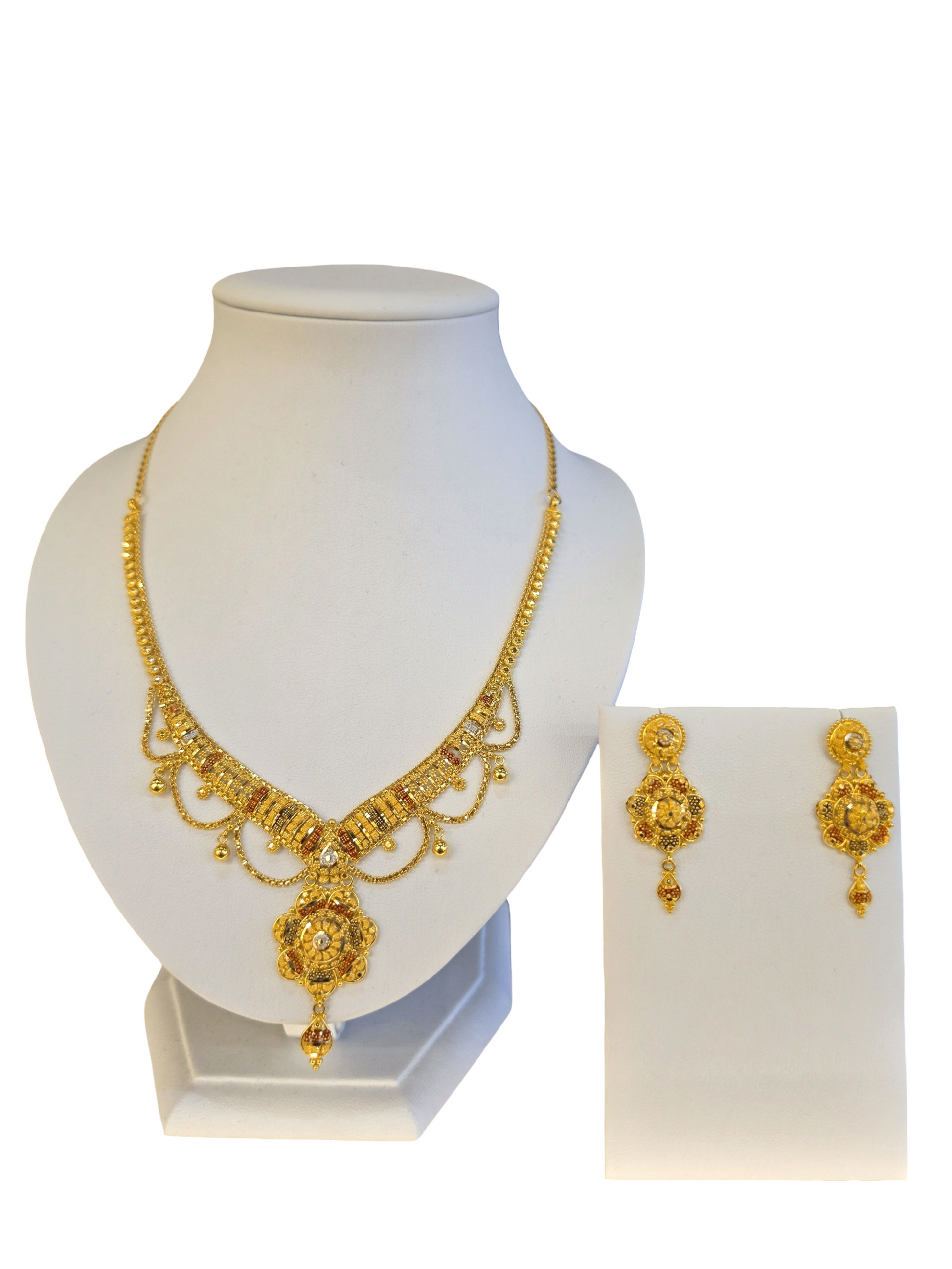 22K Gold Tri-tone Designer Set