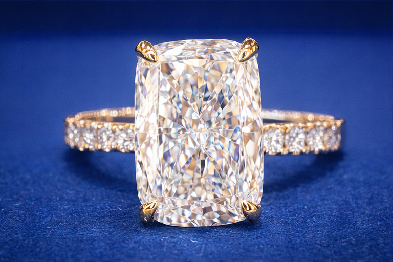 3.5 ct Elongated Cushion Lab Diamond Engagement Ring