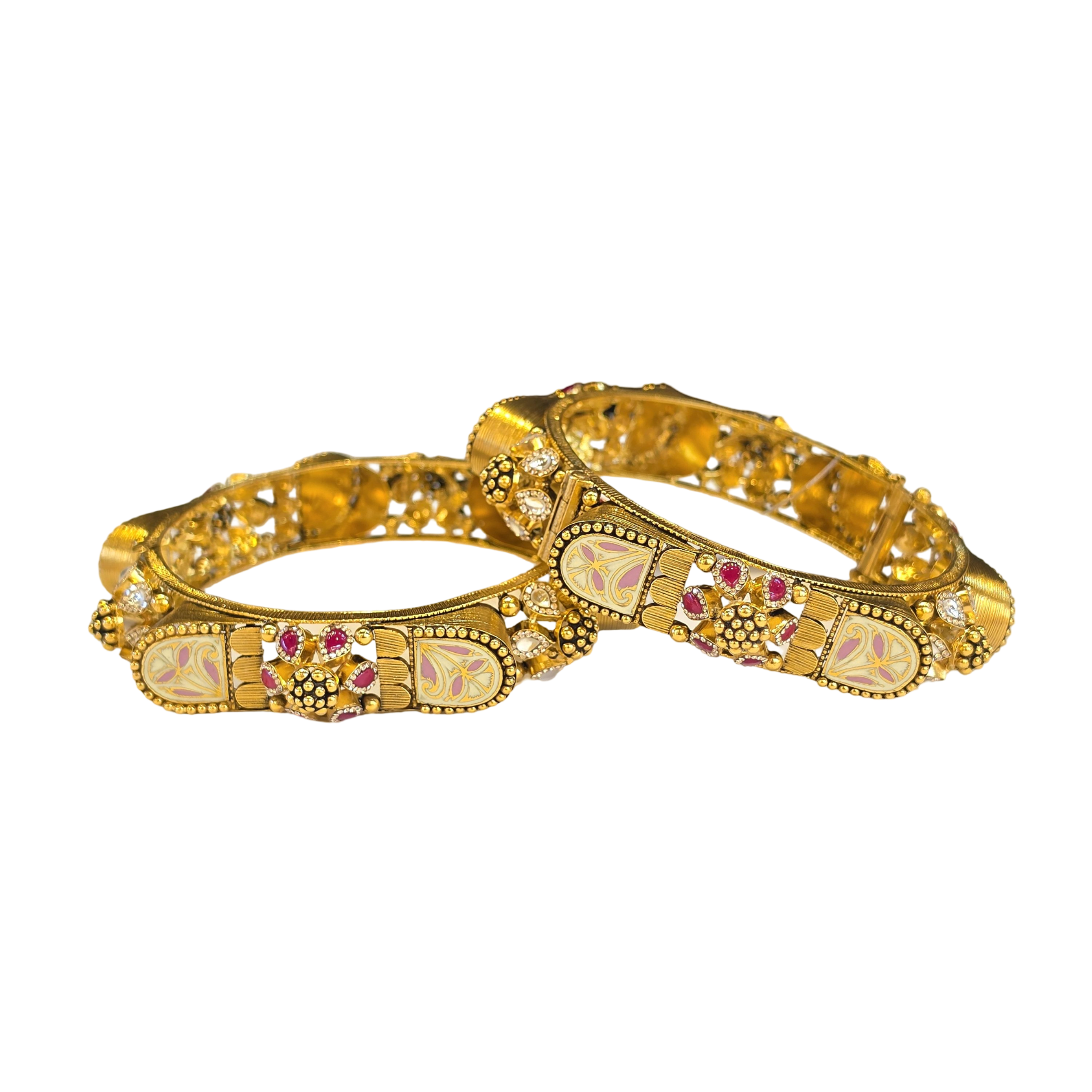 22K Gold Designer Set Of Screw Bangles