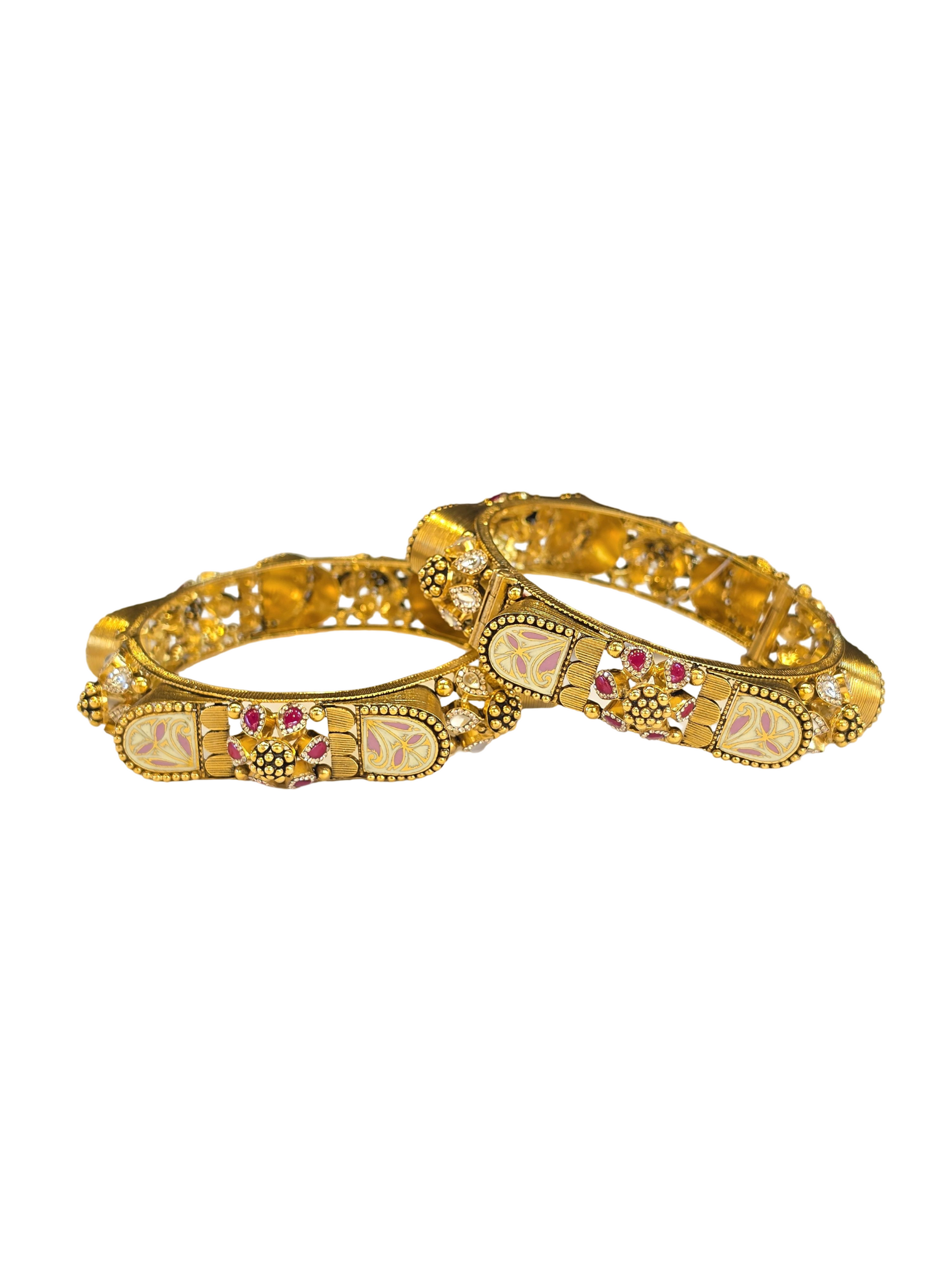 22K Gold Designer Set Of Screw Bangles