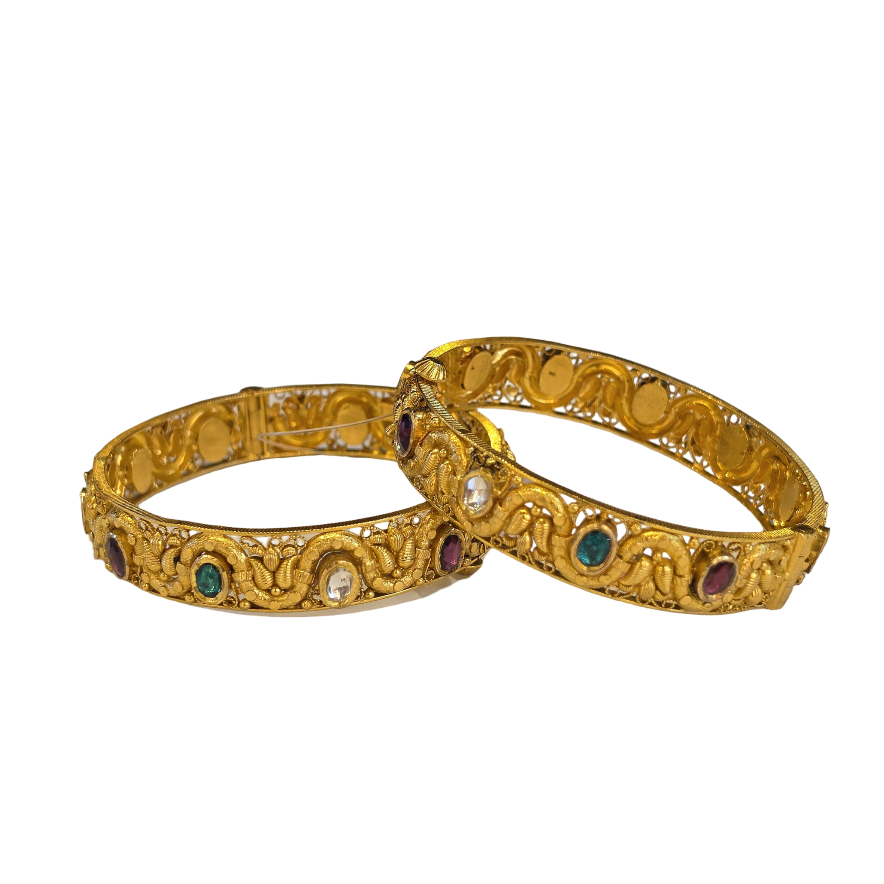 22K Gold Designer Set Of Screw Bangles