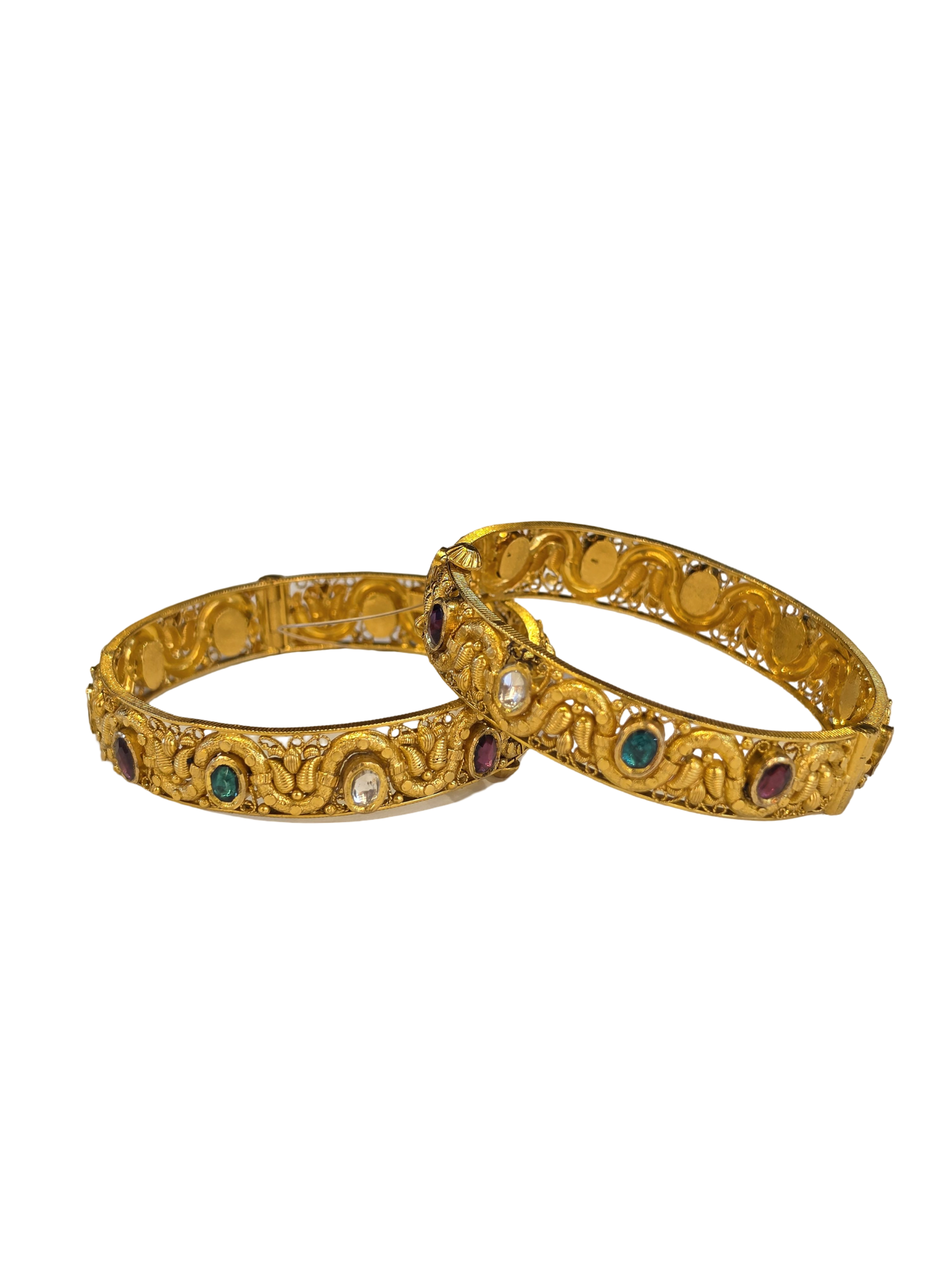 22K Gold Designer Set Of Screw Bangles