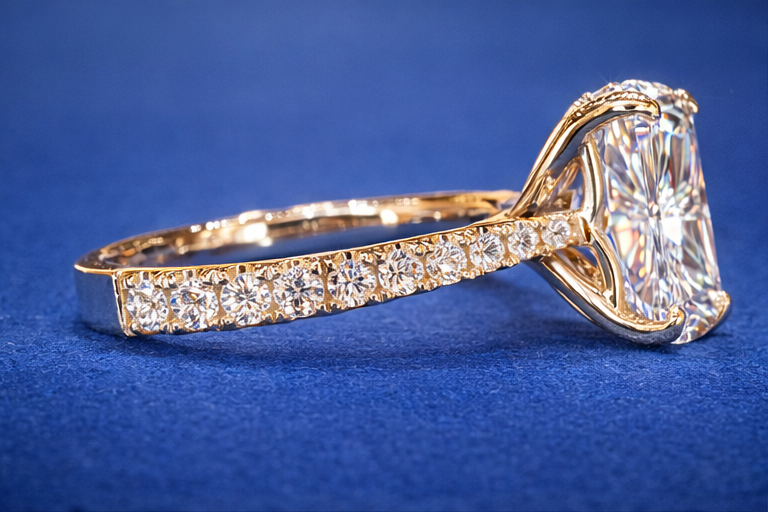 3.5 ct Elongated Cushion Lab Diamond Engagement Ring