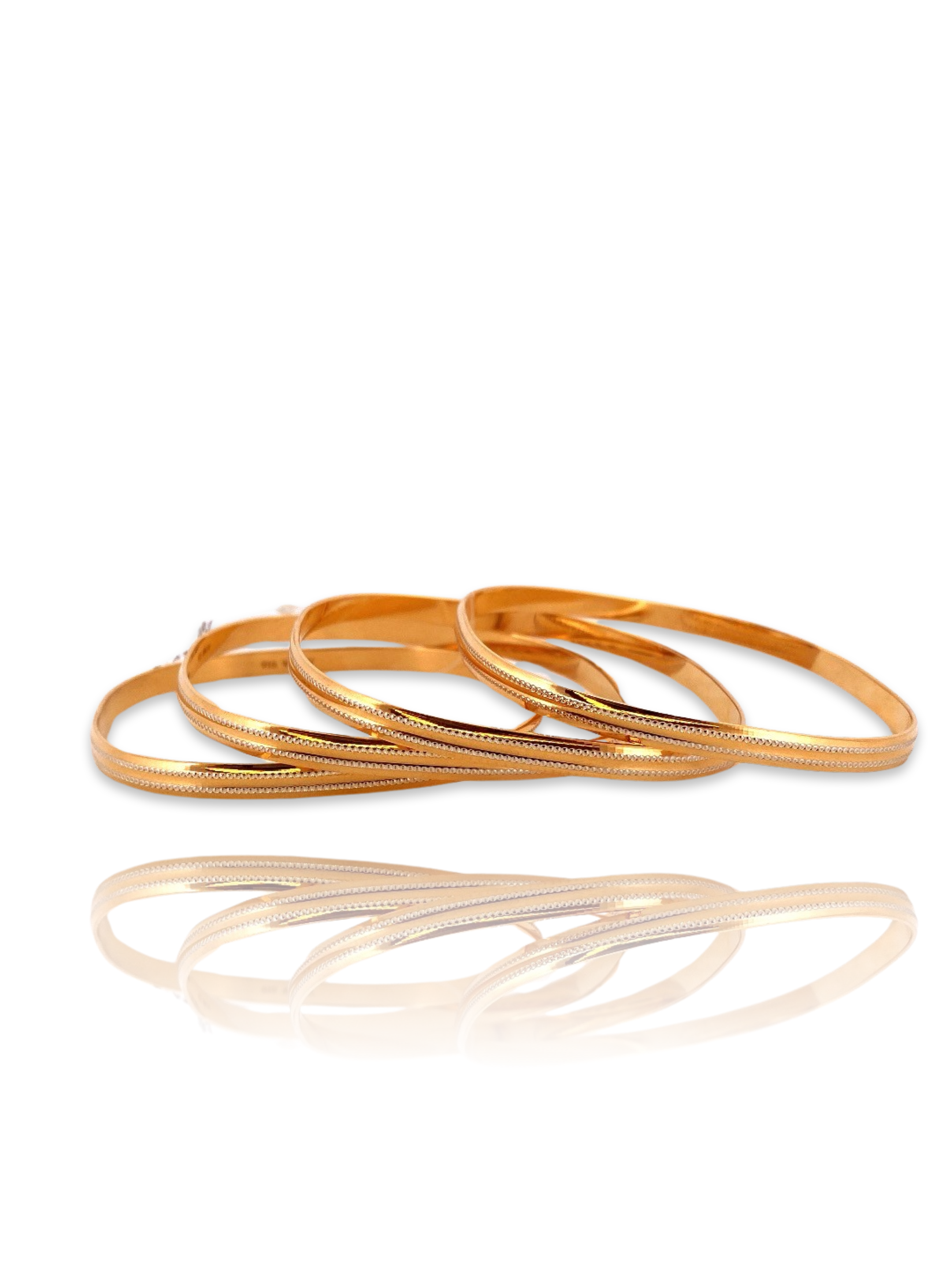 22K Gold Two-tone 4 Pieces Set of Ladies Bangles